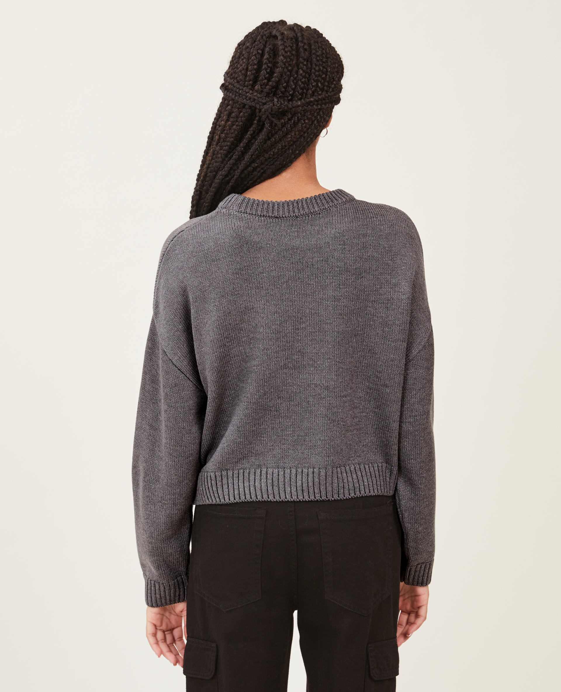 Pull court en maille gris clair - Pimkie
