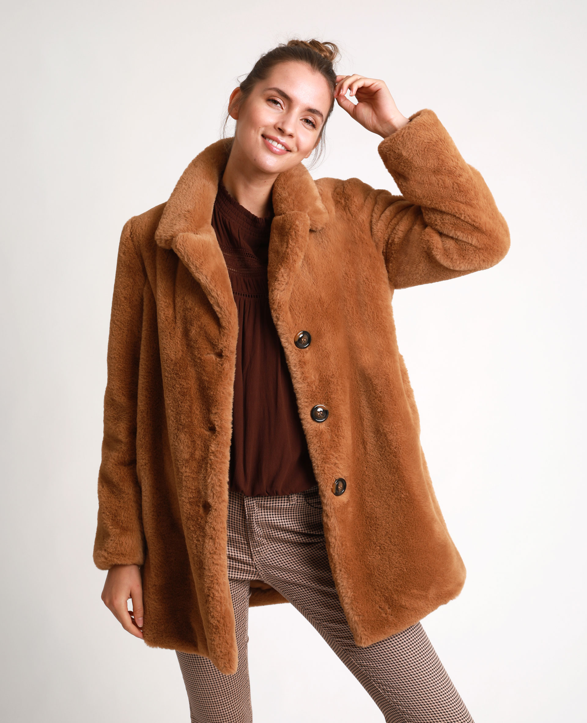 manteau moumoute marron femme