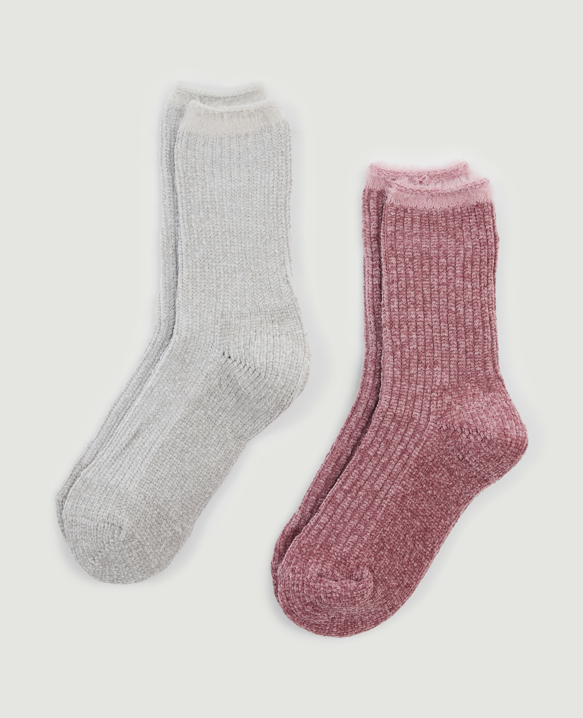 Lot de 2 paires de chaussettes chenille rose - Pimkie