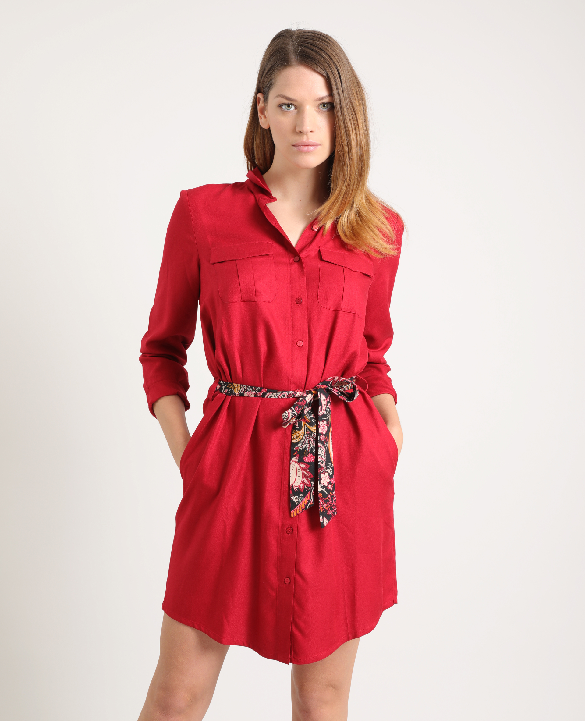 Robe chemise longue sale rouge