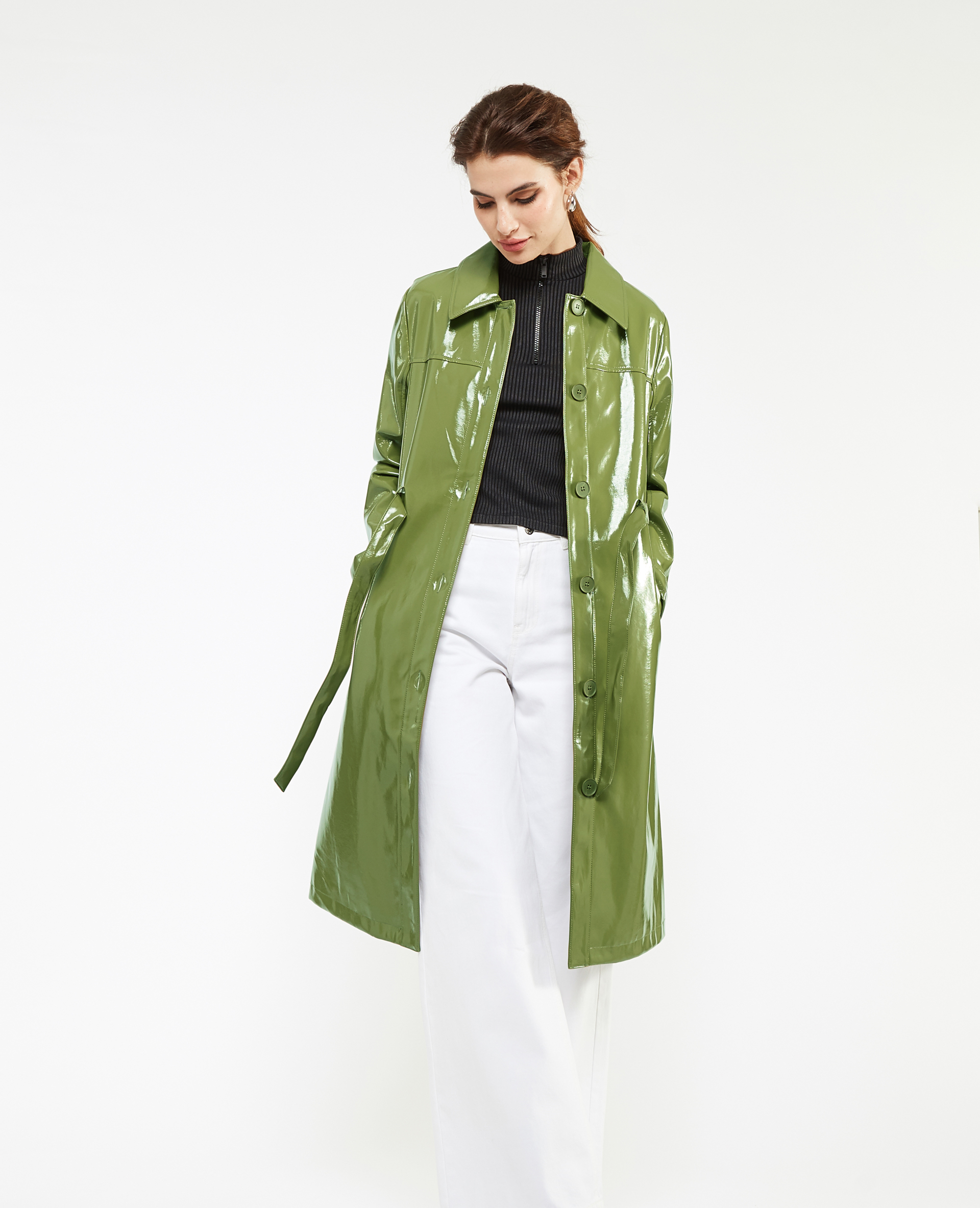 Trench vinyle vert outlet