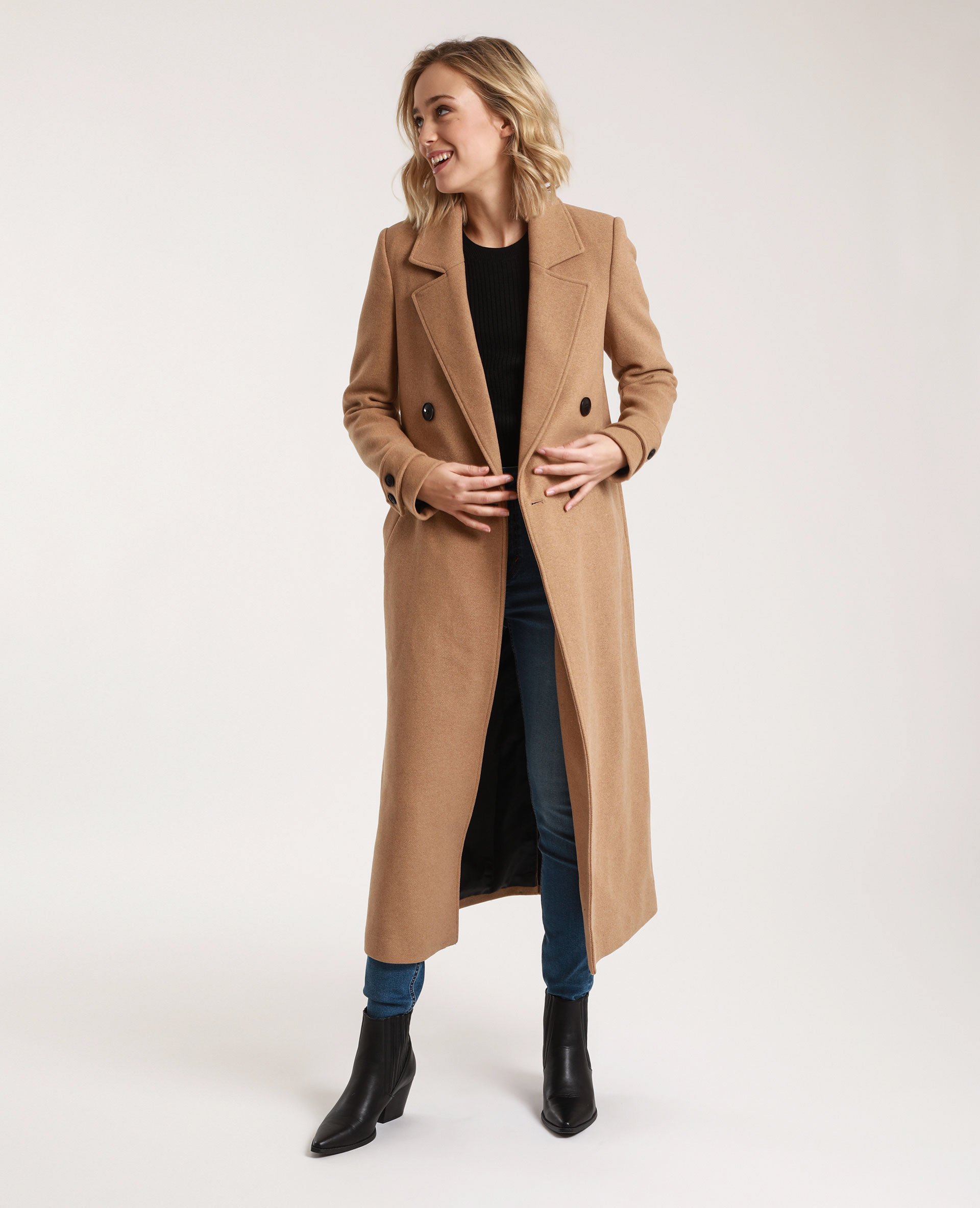 manteau extra long contenant de la laine