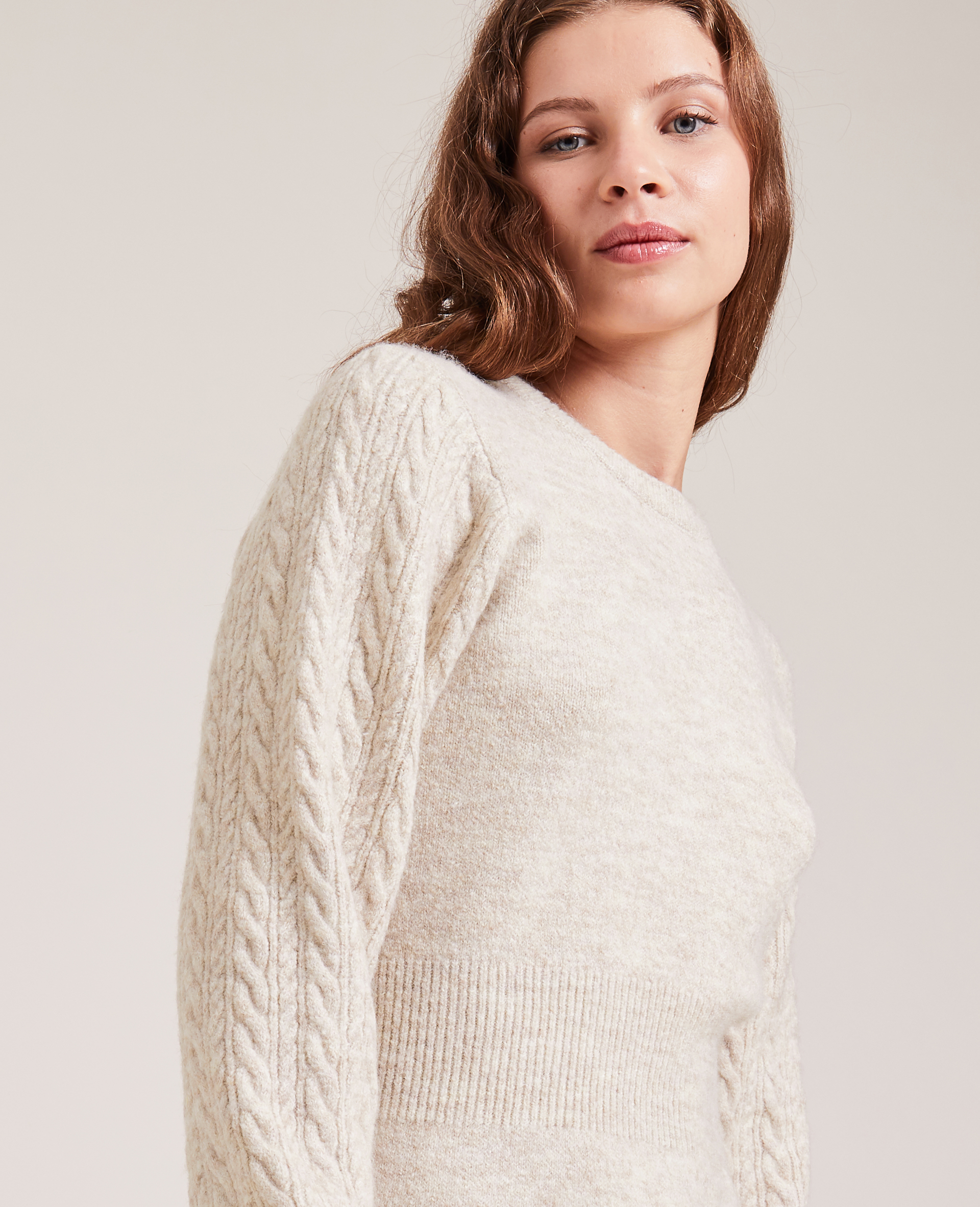 Robe en maille taille marquée taupe - Pimkie
