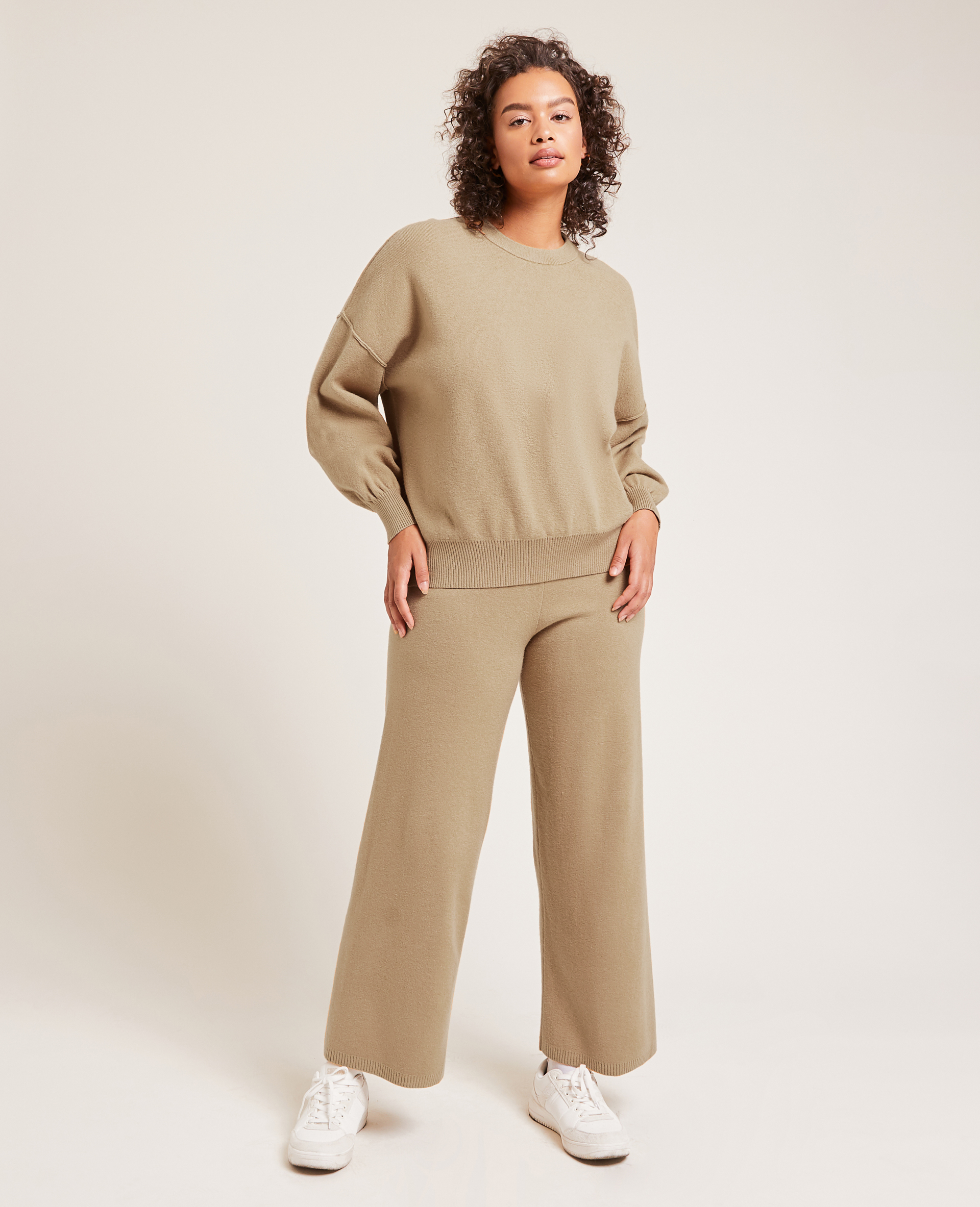 Pantalon large en maille best sale