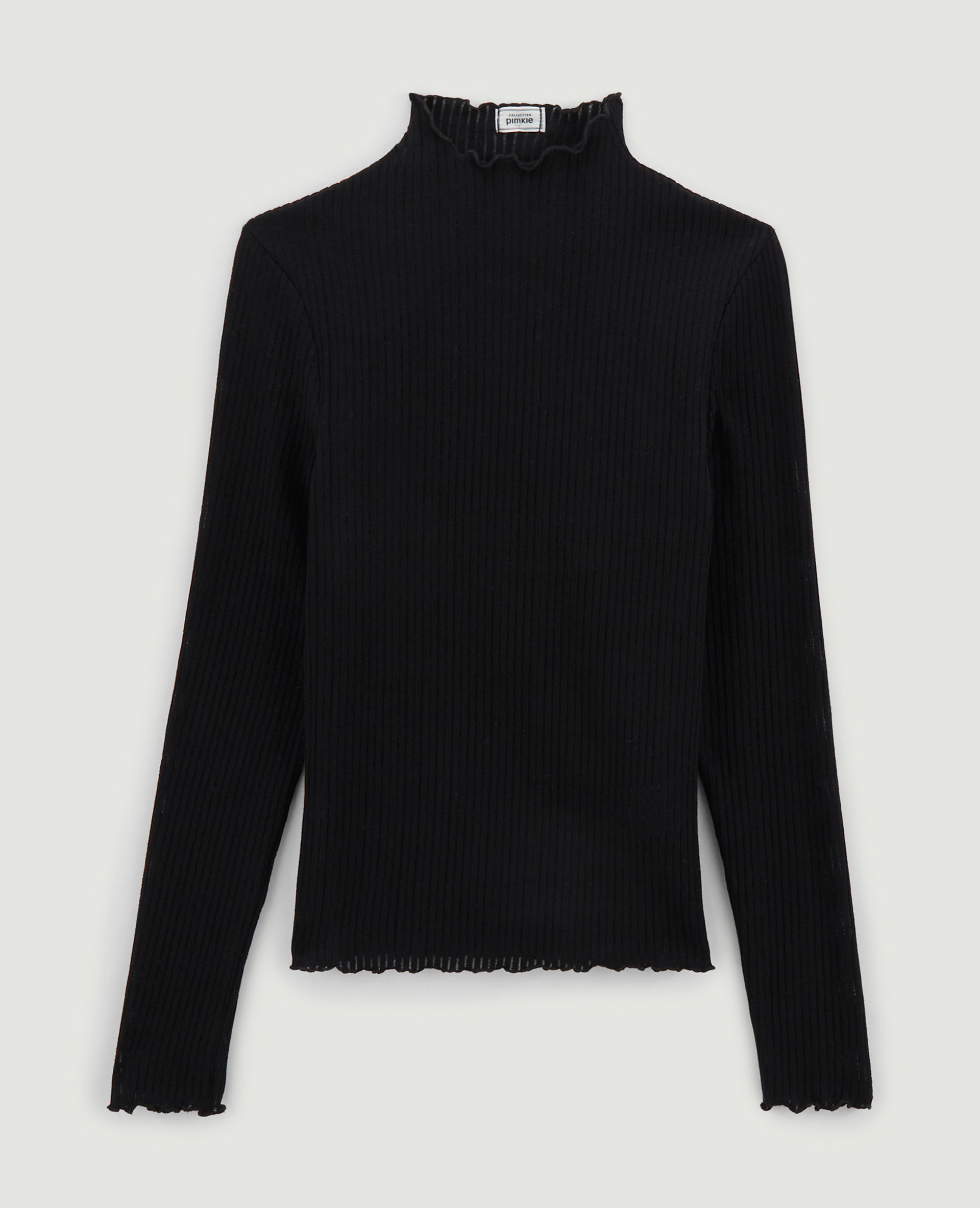 T-shirt manches longues col montant noir - Pimkie