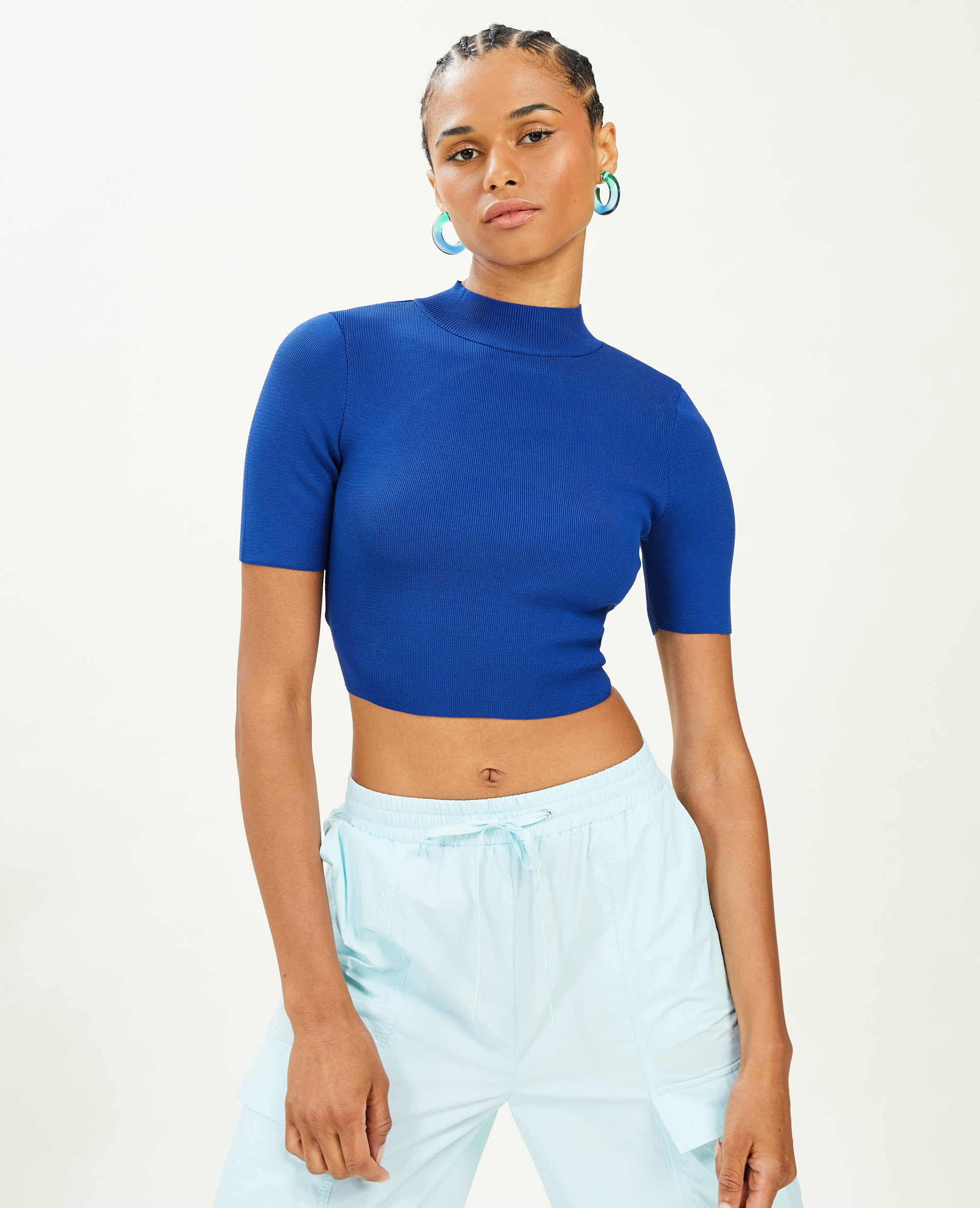 Top dos-nu en maille bleu électrique - Pimkie