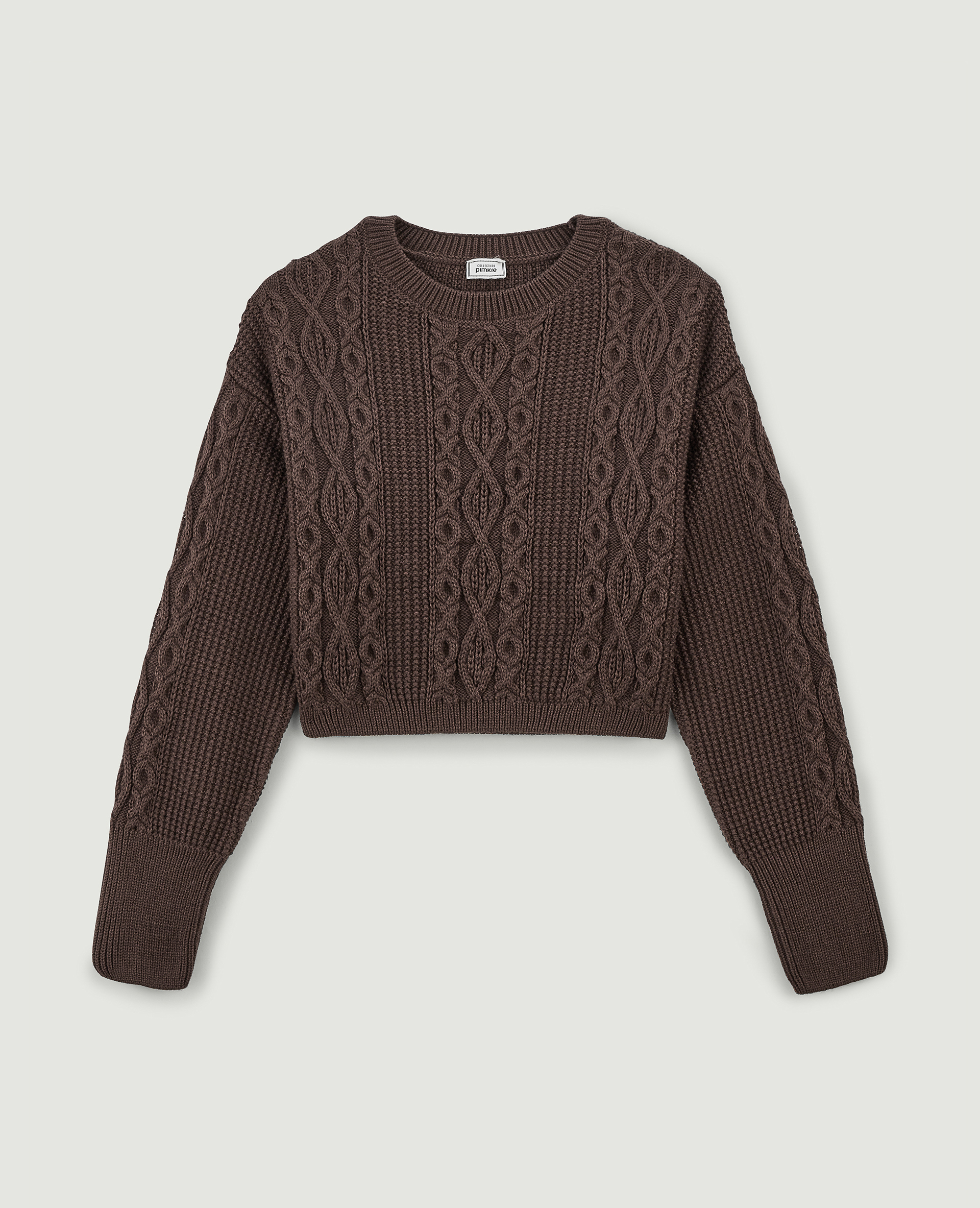 Pull cropped en maille fantaisie marron - Pimkie
