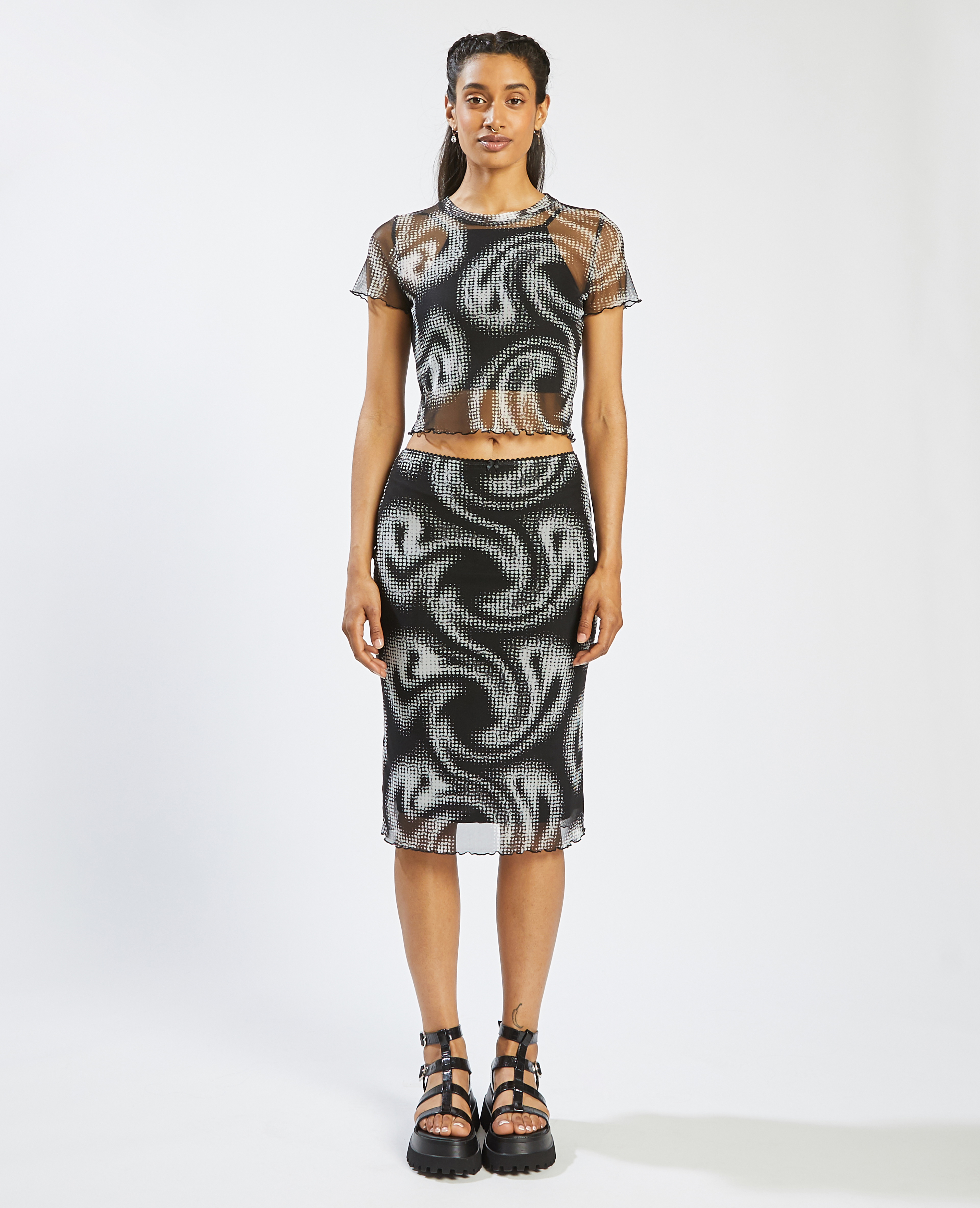 Jupe tube maille transparente noir - Pimkie