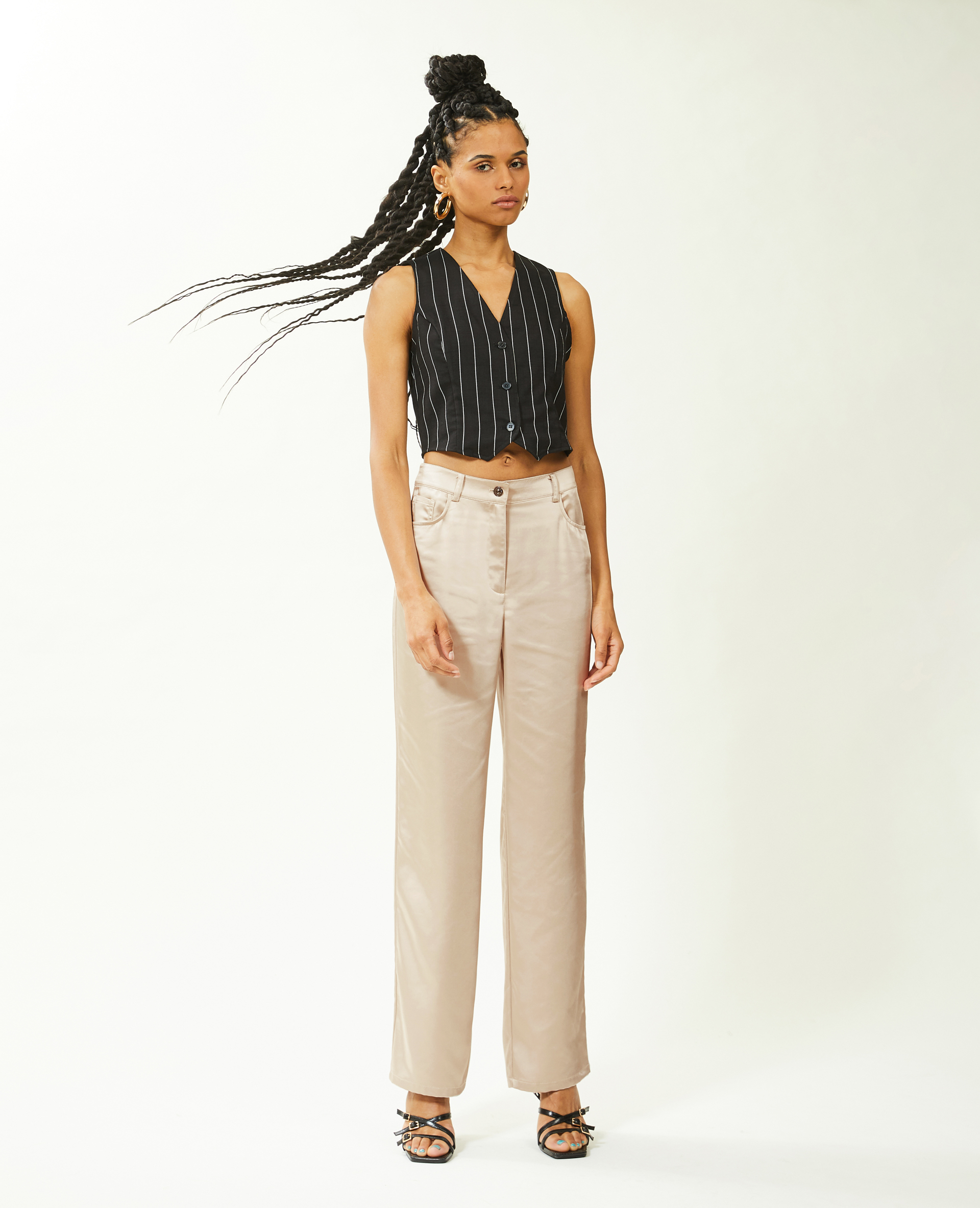 Pantalon droit en satin écru - Pimkie
