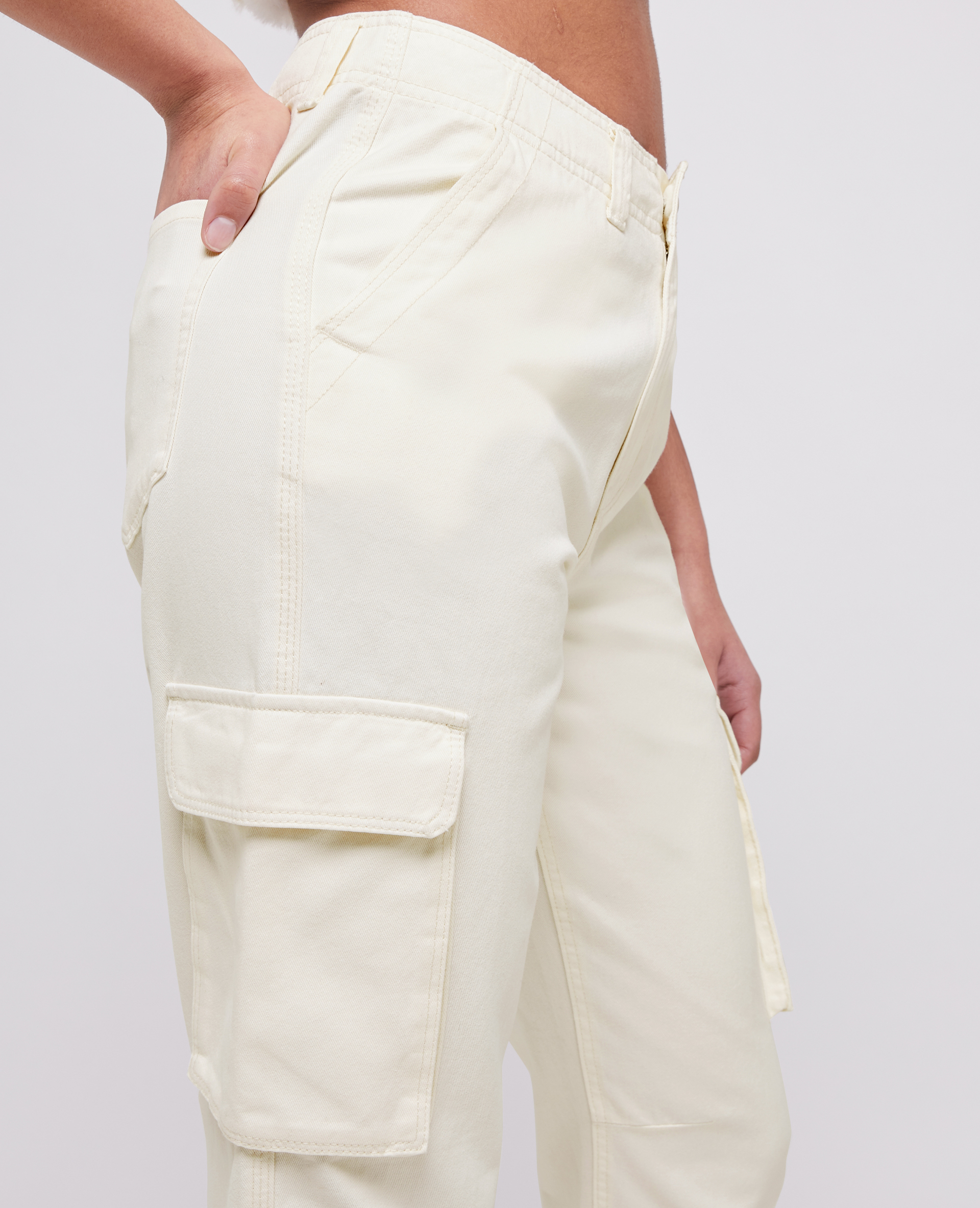 Pantalon droit cargo taille haute beige - Pimkie