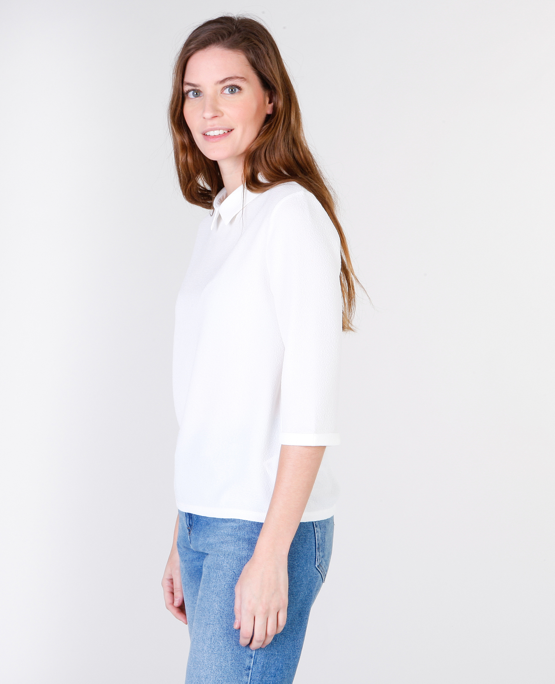 T shirt col chemise femme best sale