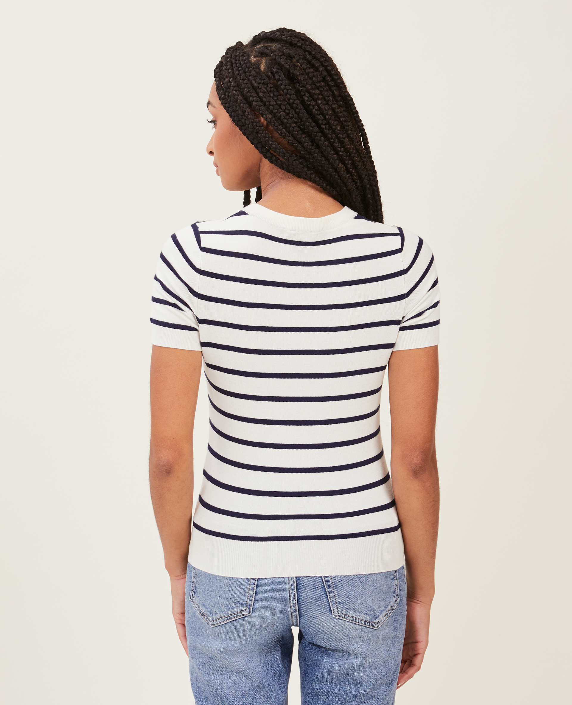 Pull manches courtes en maille fine blanc - Pimkie