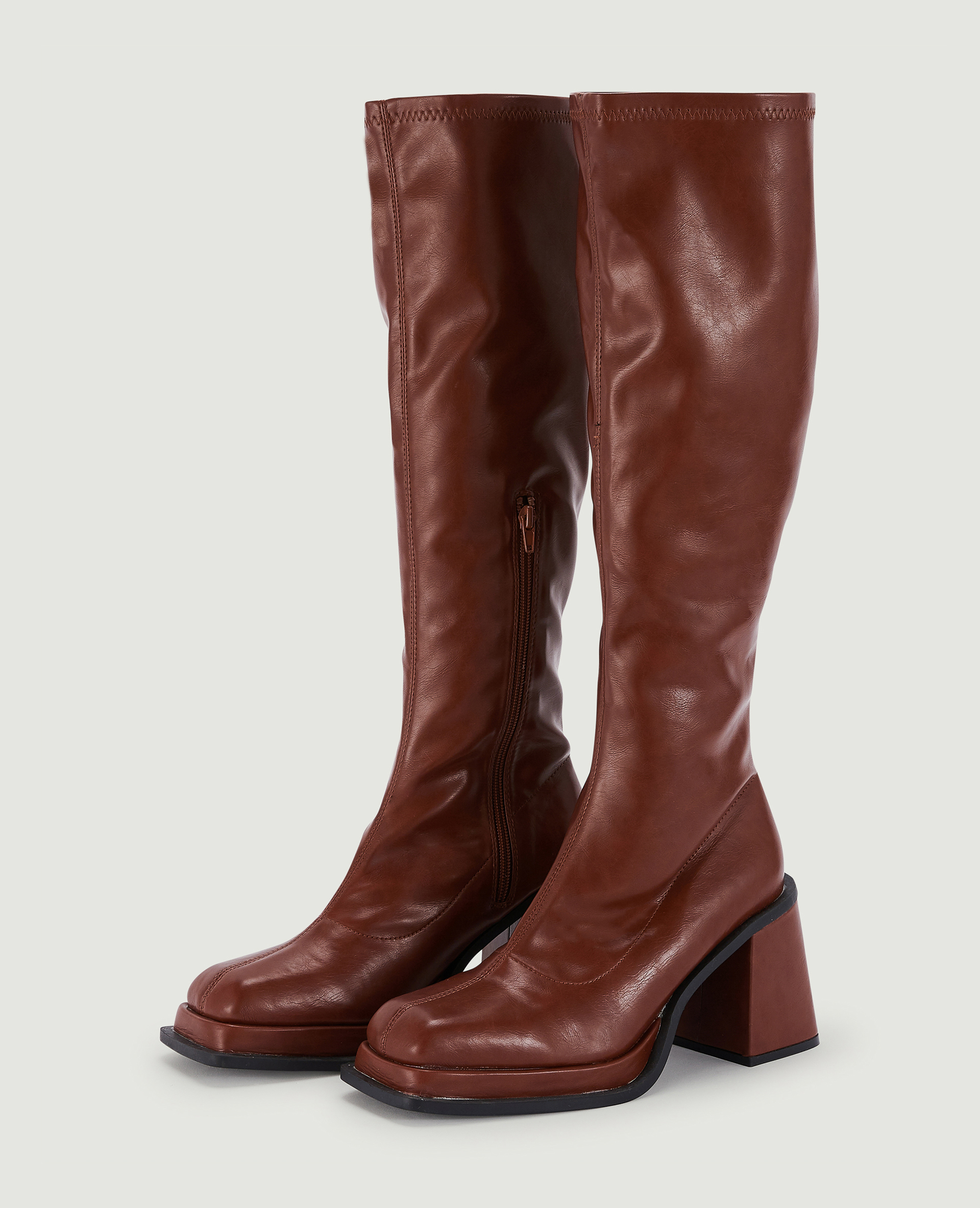 Bottes plateformes bouts carrés marron - Pimkie