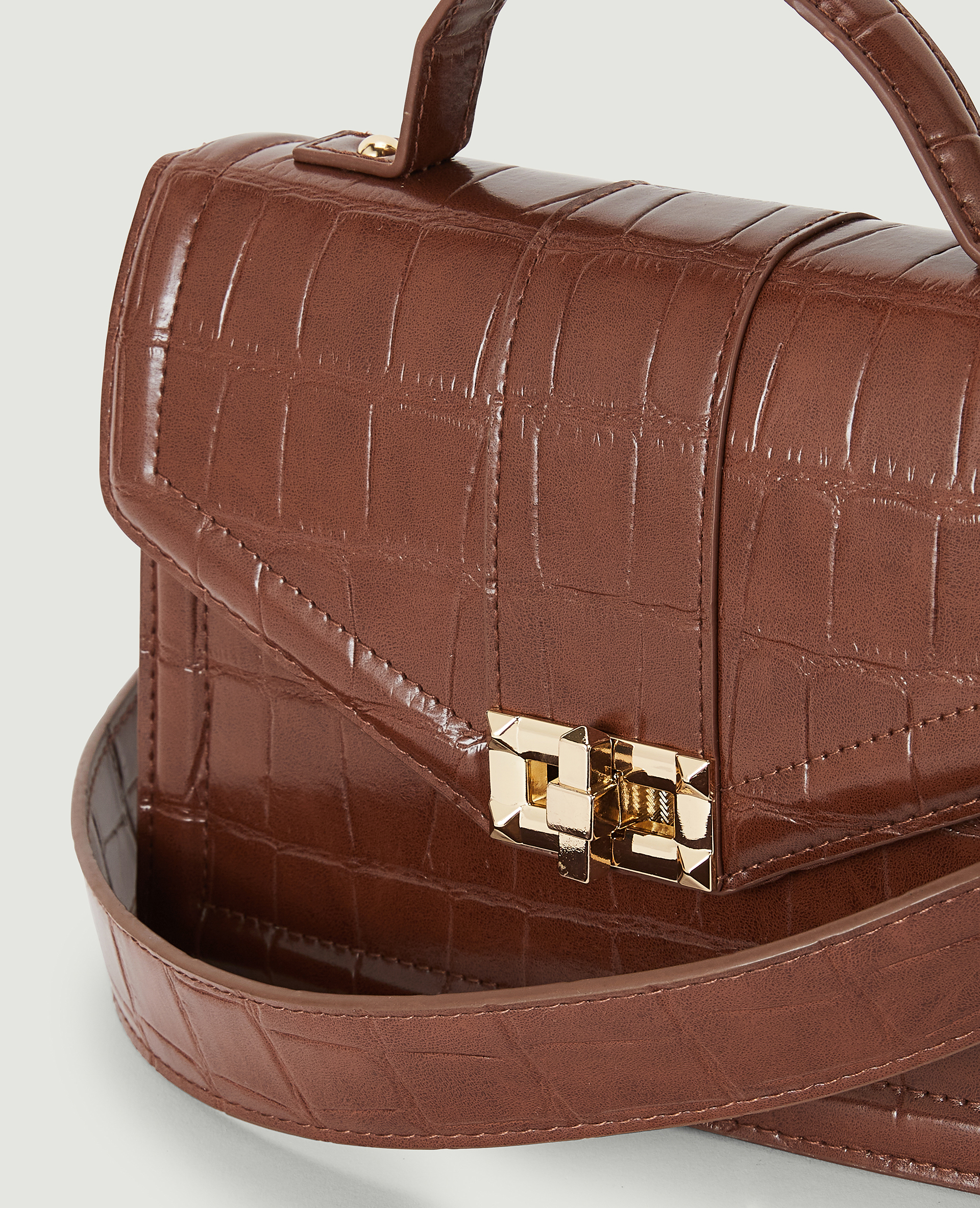 Sac boxy effet croco marron - Pimkie