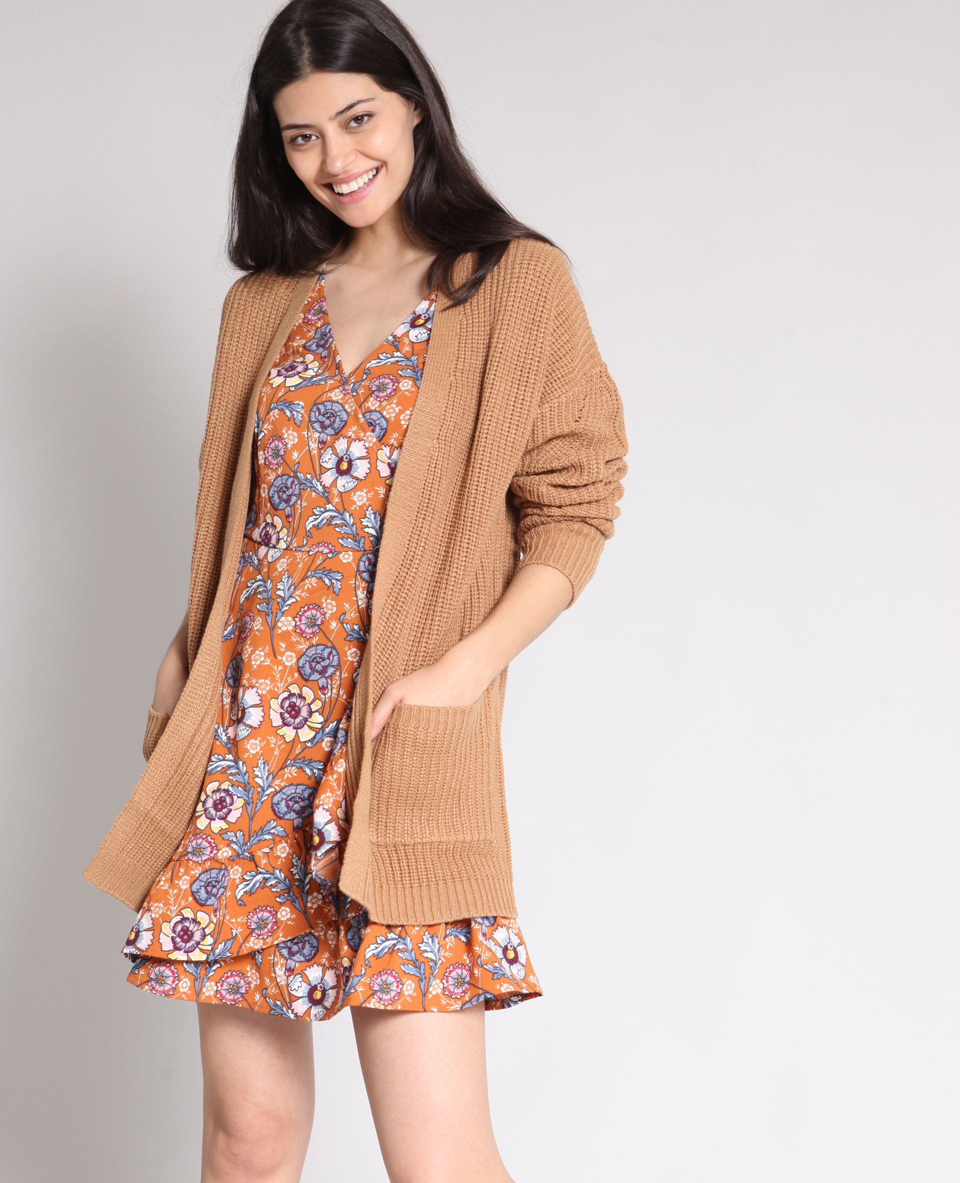 Gilet mi-long beige sable - Pimkie