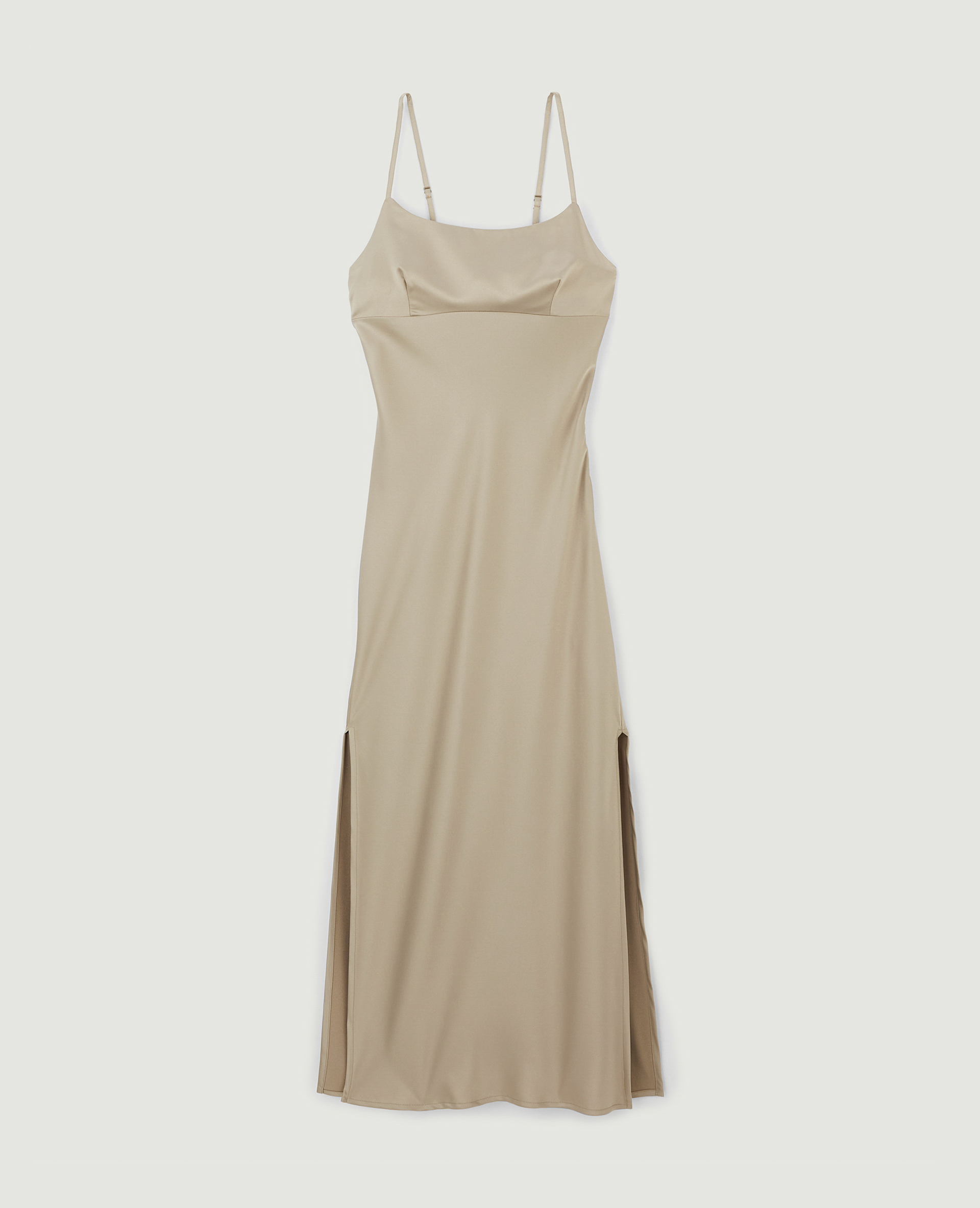 Robe longue en tissu satiné beige - Pimkie