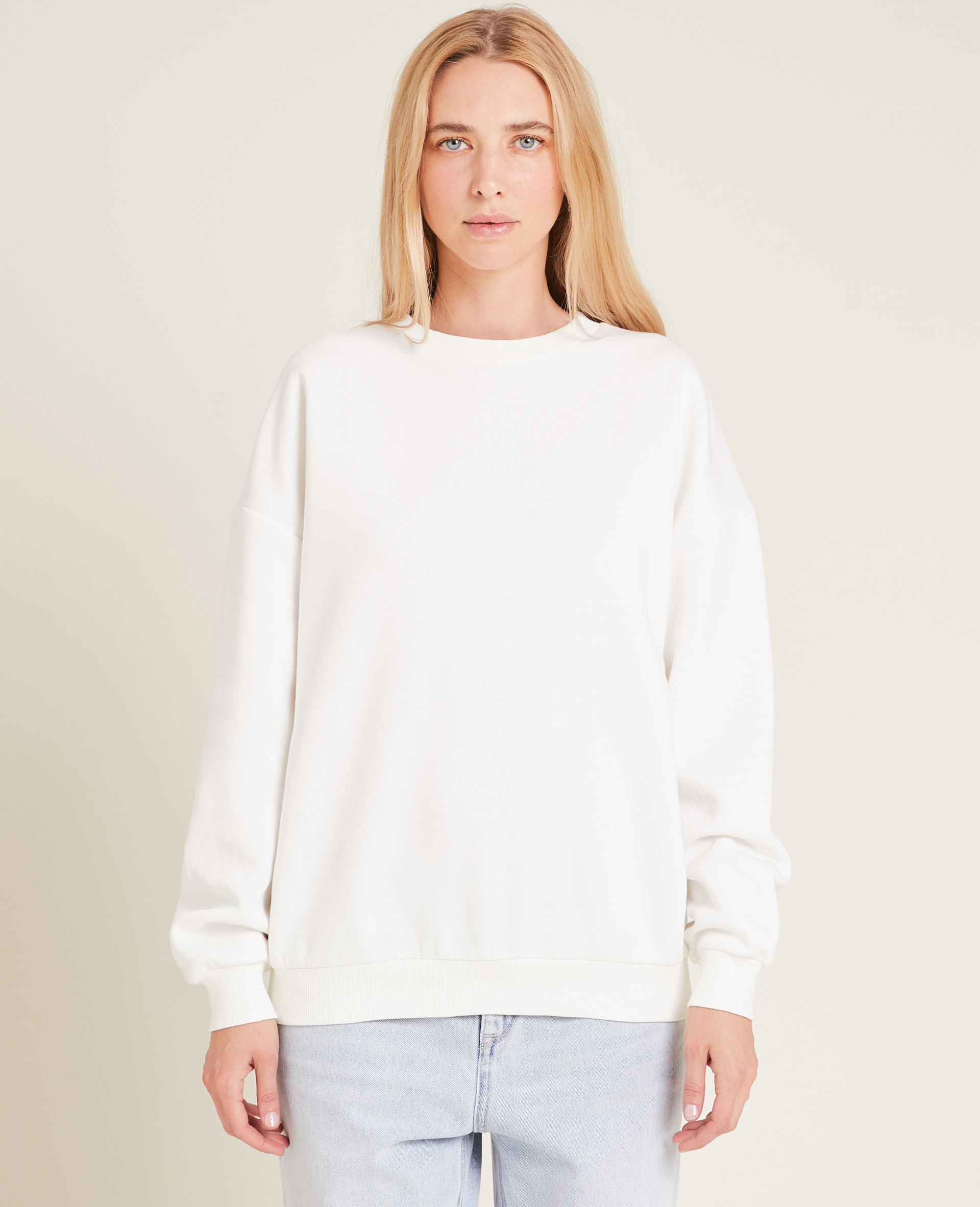 Sweat oversize col rond blanc - Pimkie