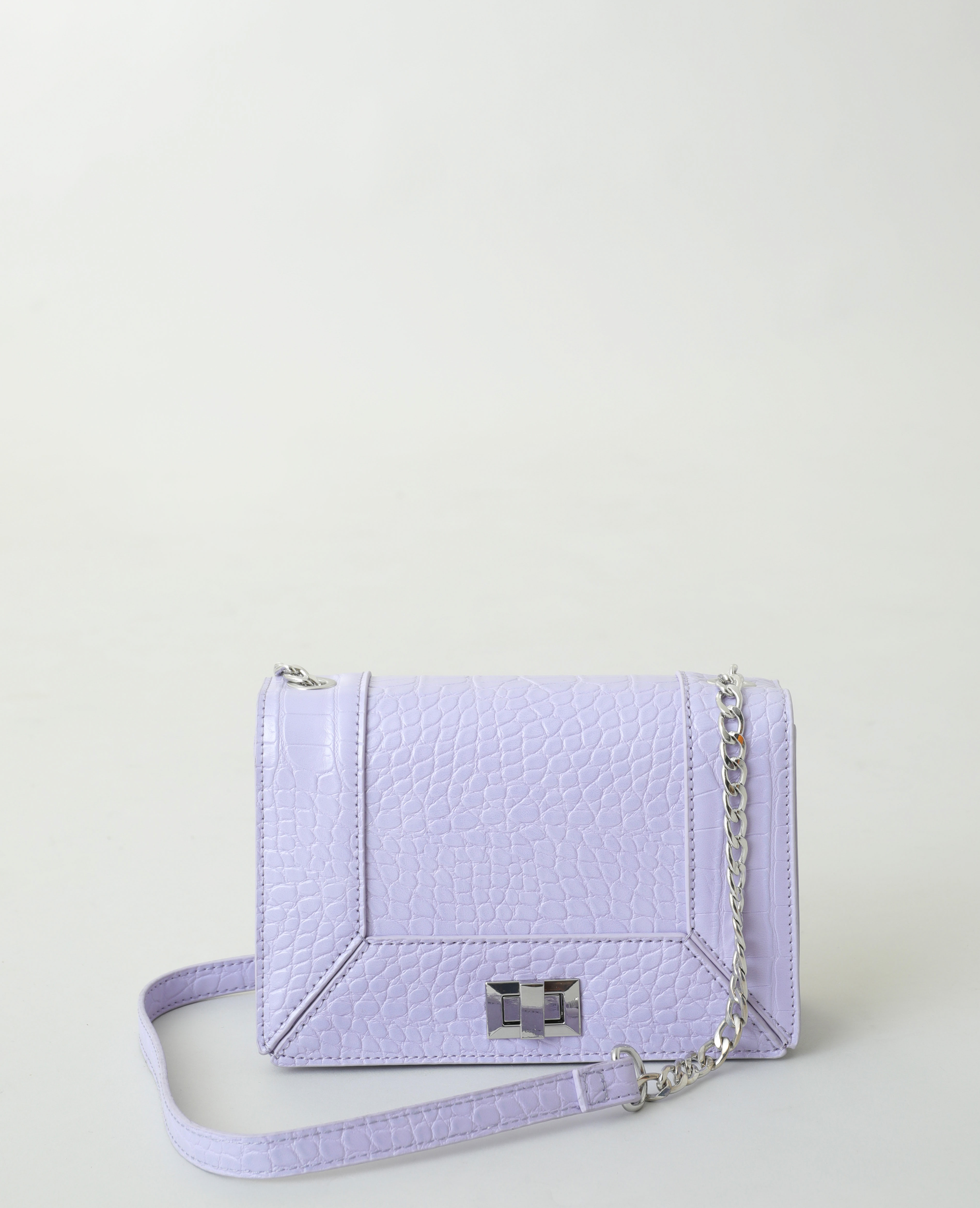Mini sac effet shop croco lilas