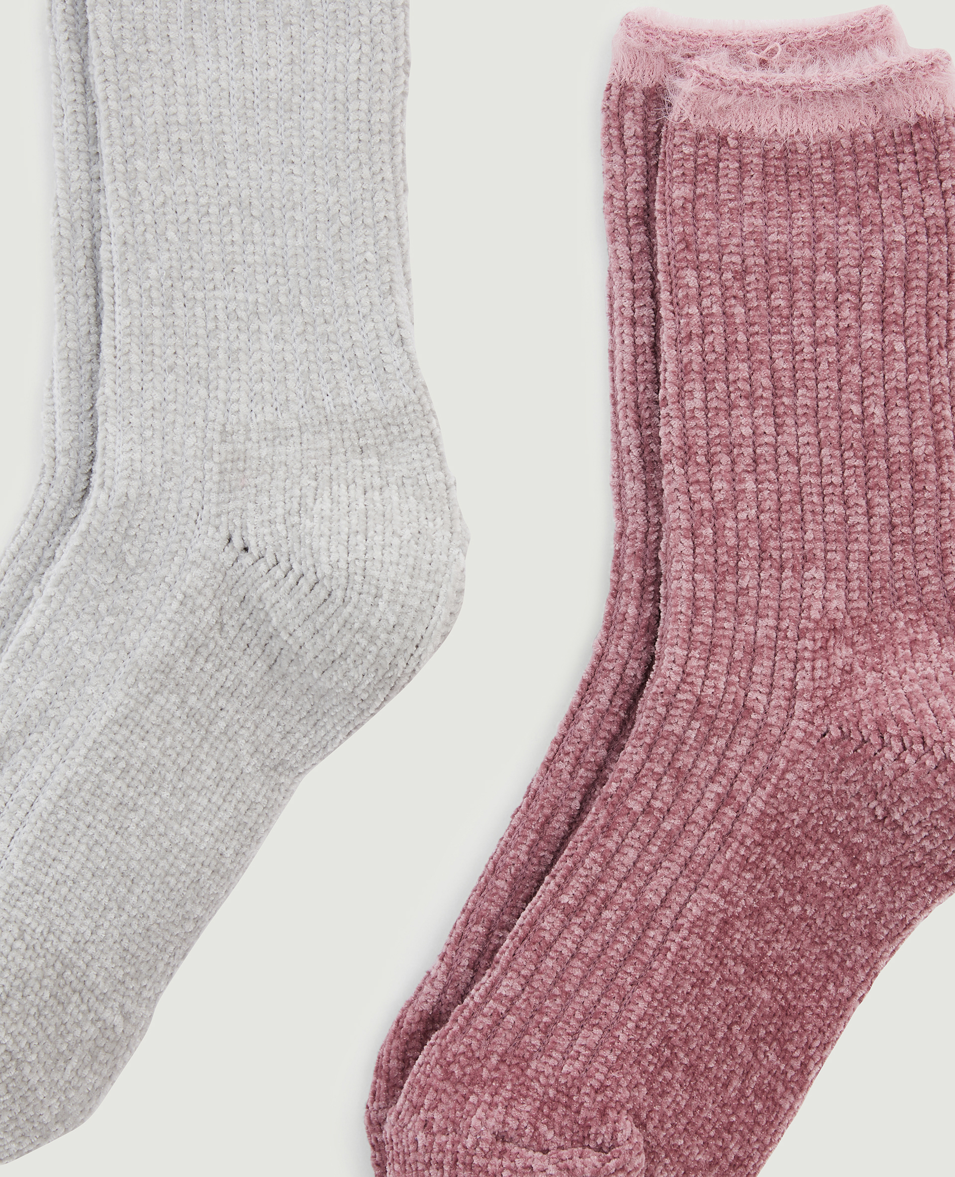 Lot de 2 paires de chaussettes chenille rose - Pimkie