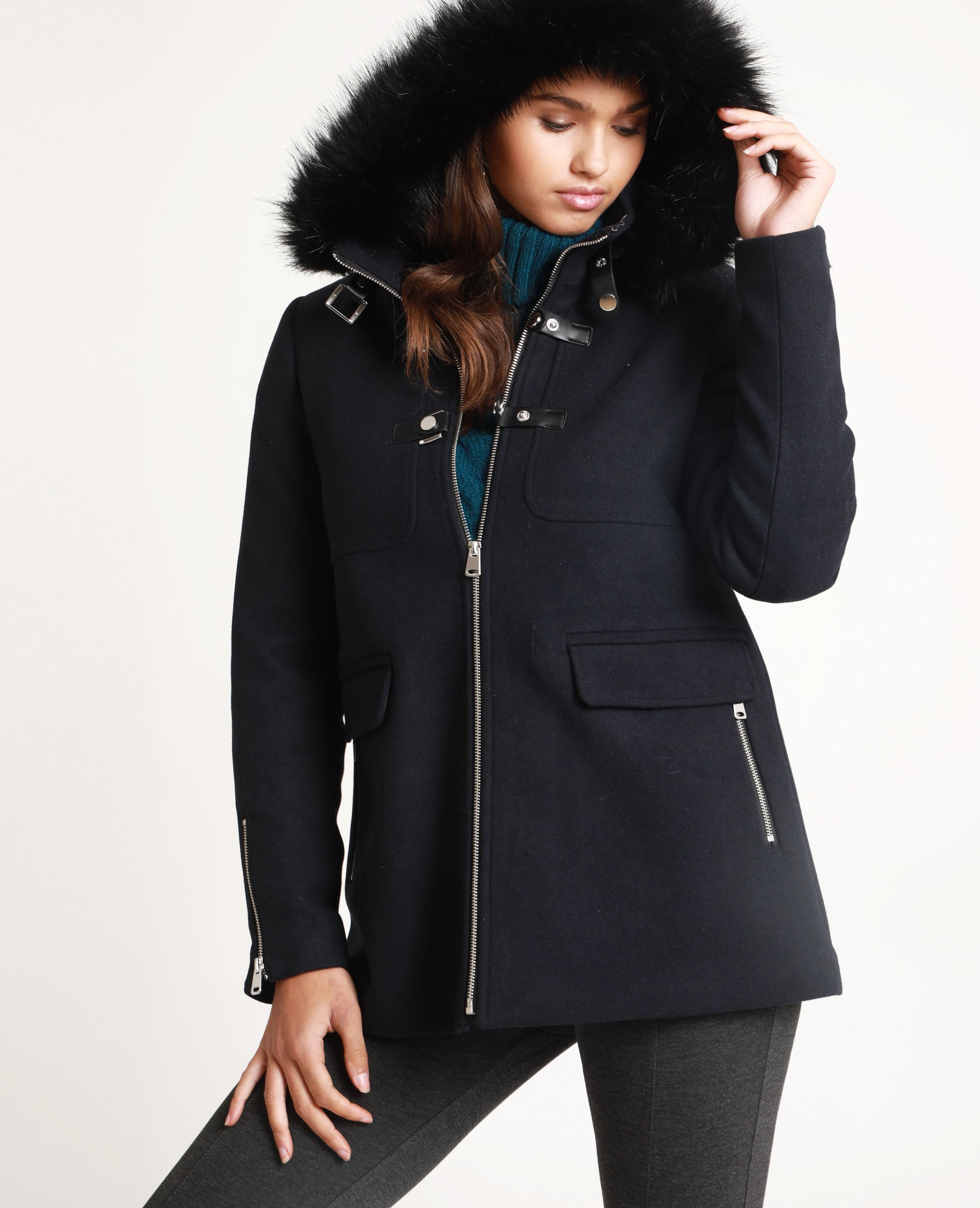 Manteau noir capuche shop
