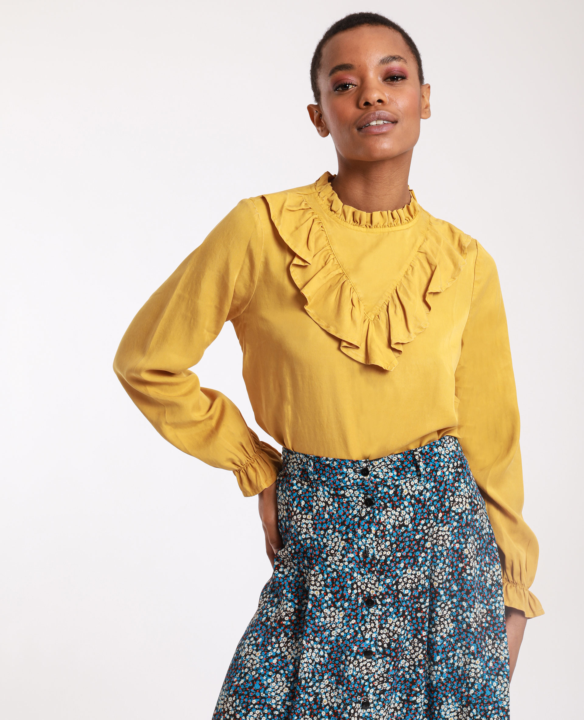 Blouse volantée camel - Pimkie