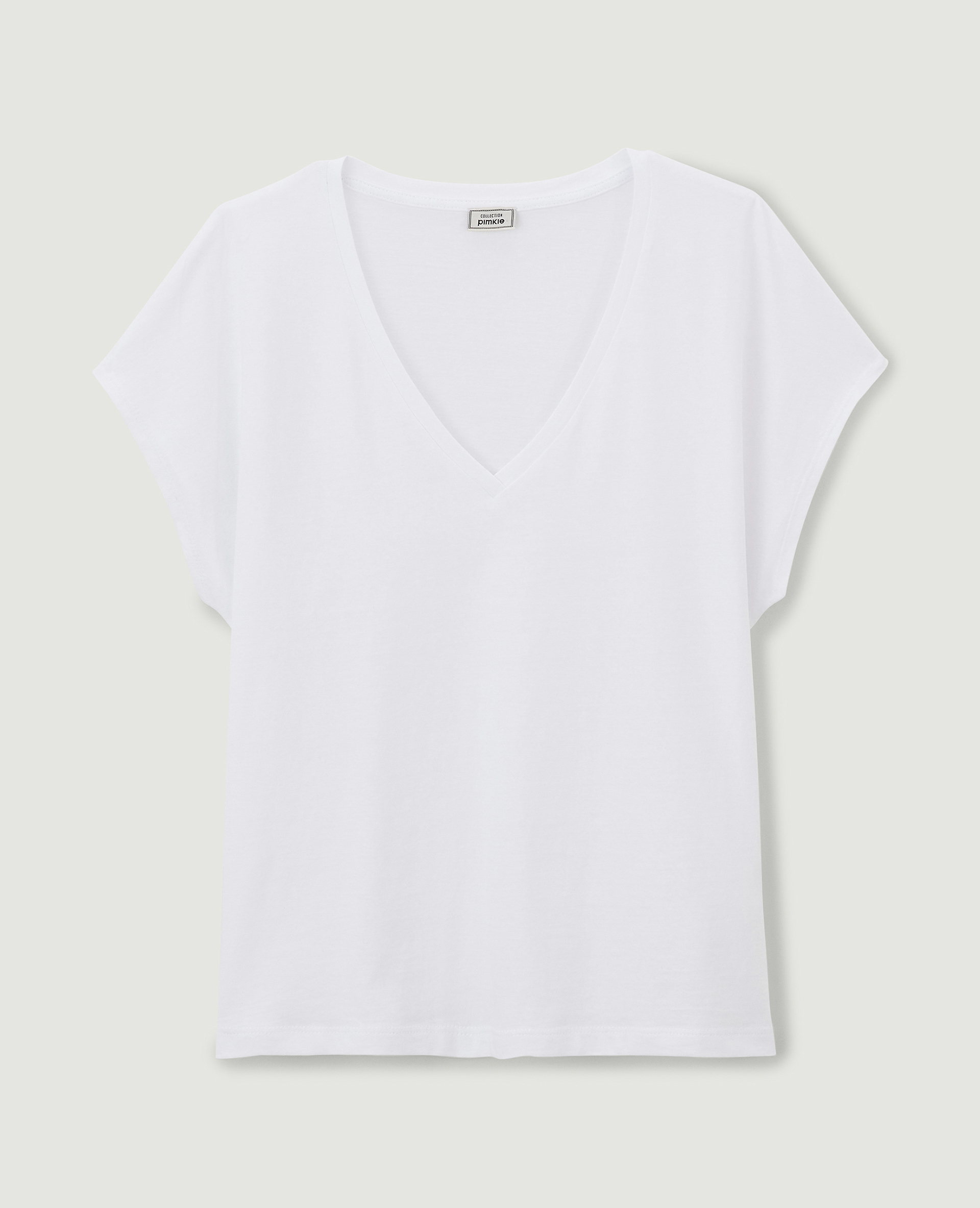 T-shirt col V manches courtes blanc - Pimkie