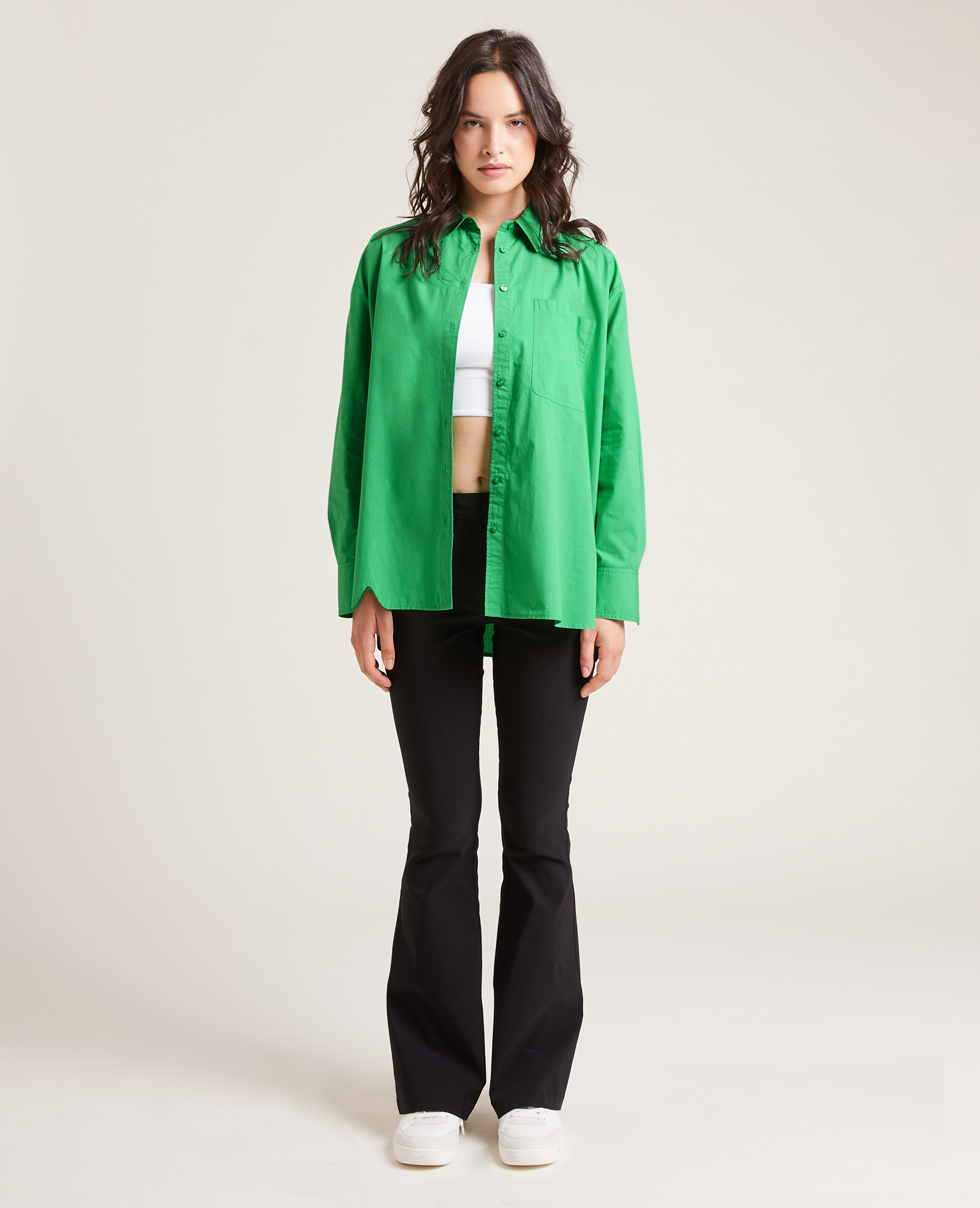 Chemise oversize manches longues vert - Pimkie