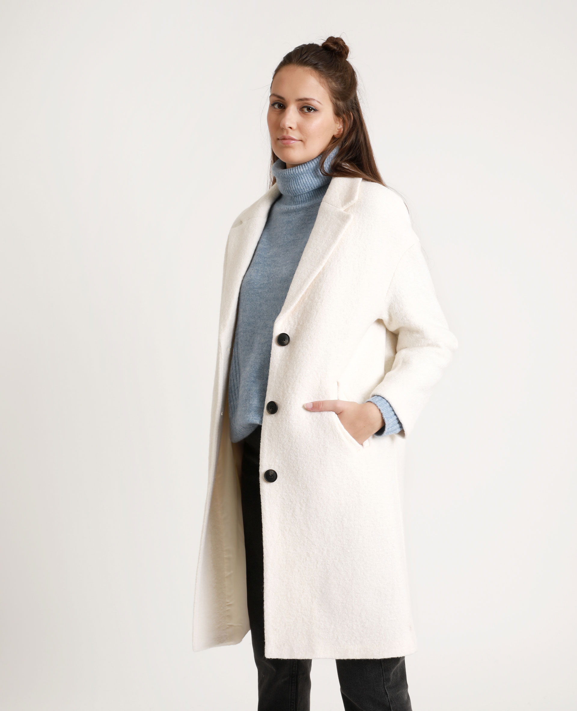 manteau en laine blanc femme
