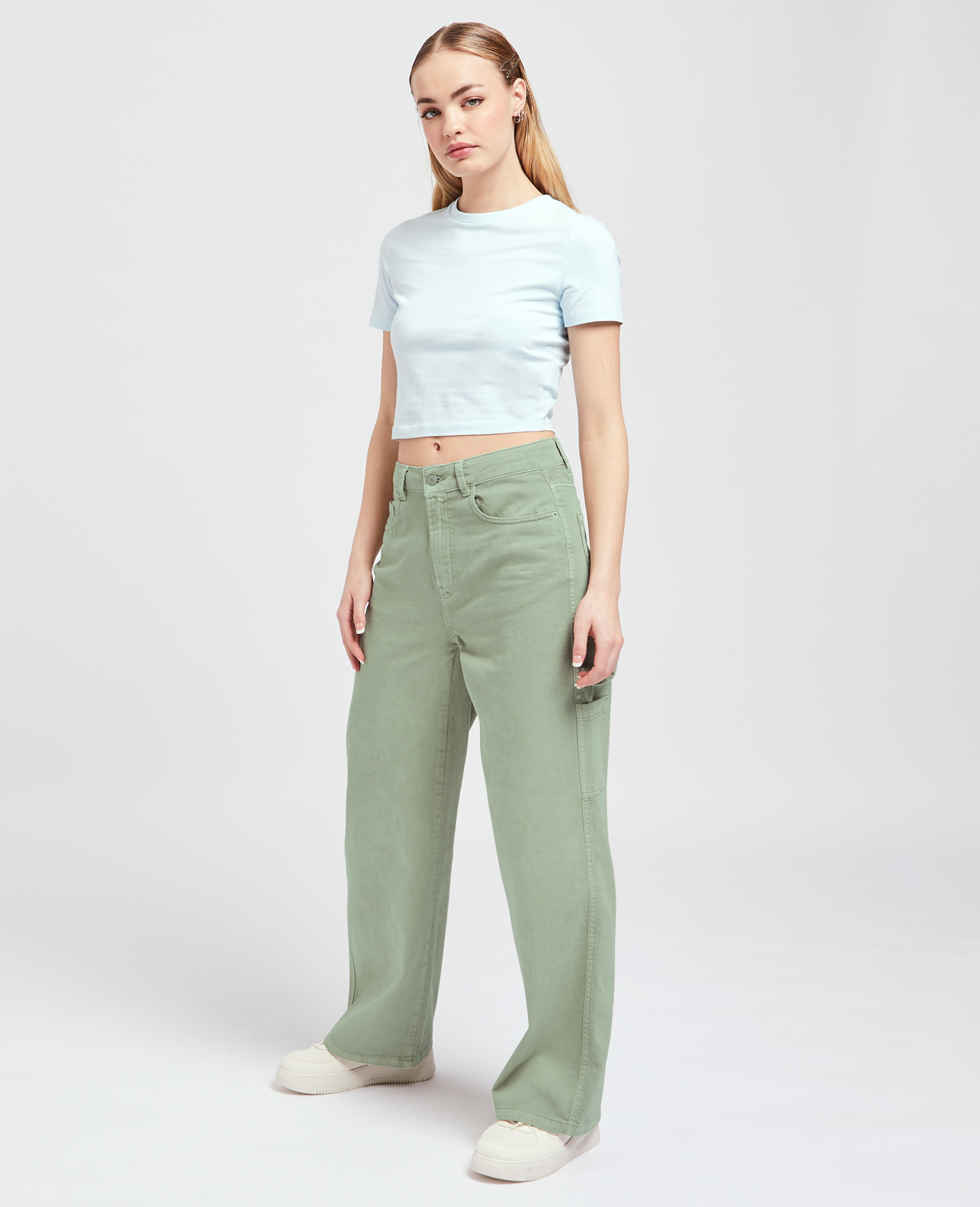 Jean cargo large vert de gris - Pimkie