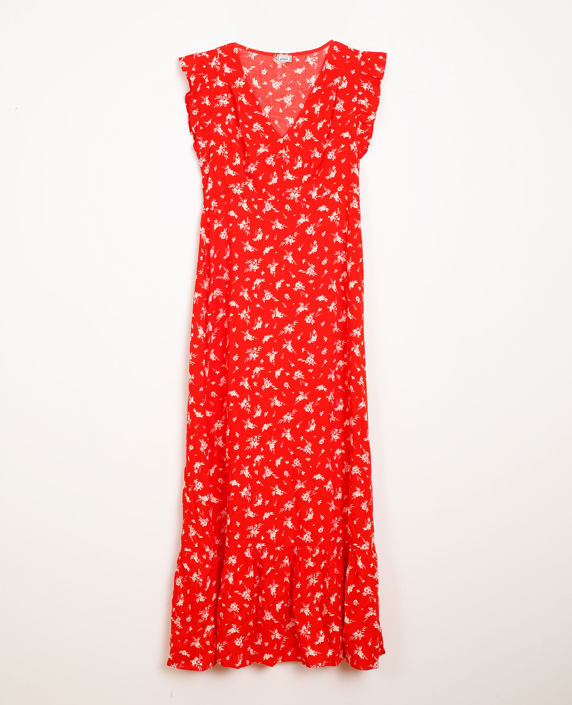 robe fleurie rouge longue