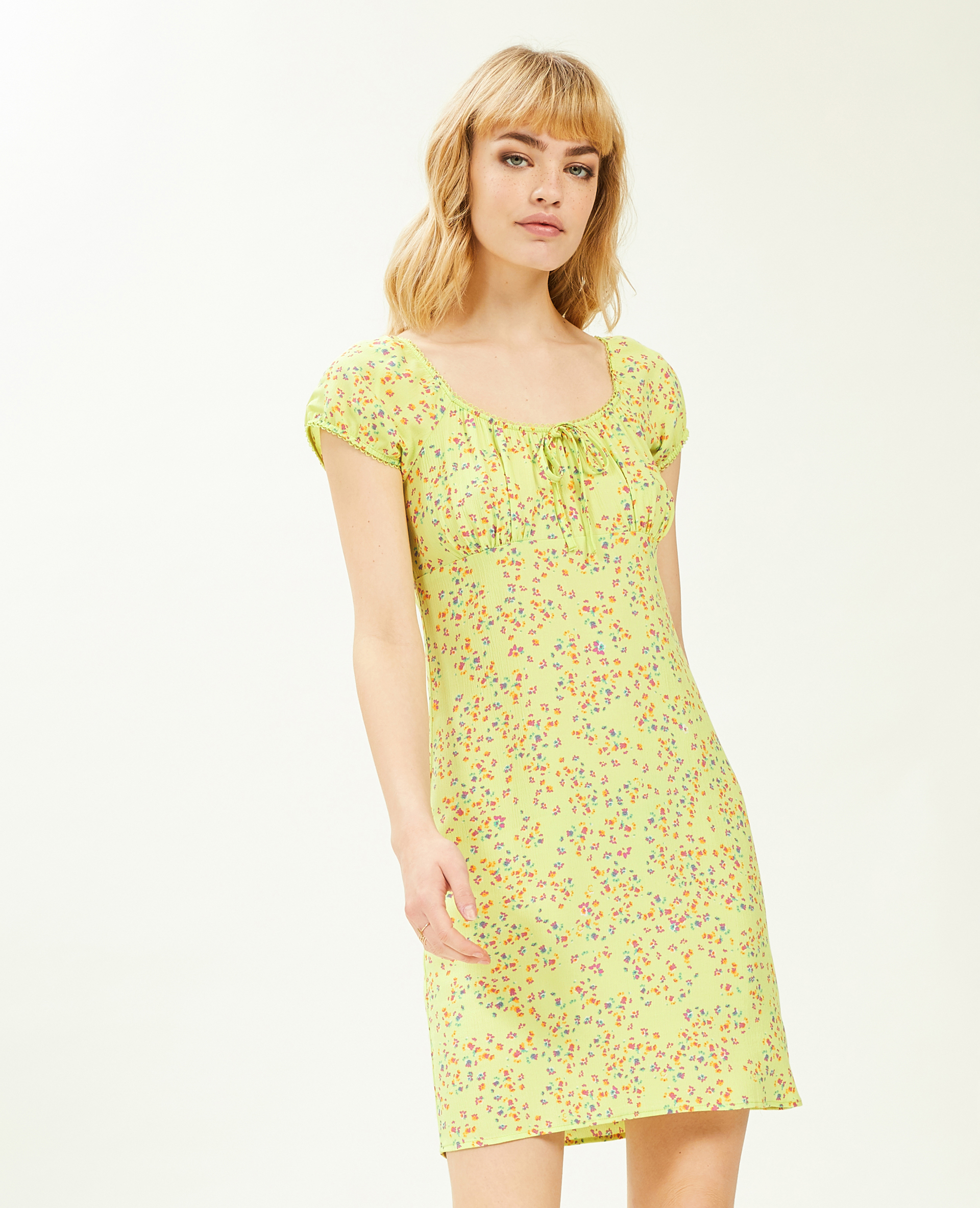 Robe courte avec fronces vert - Pimkie