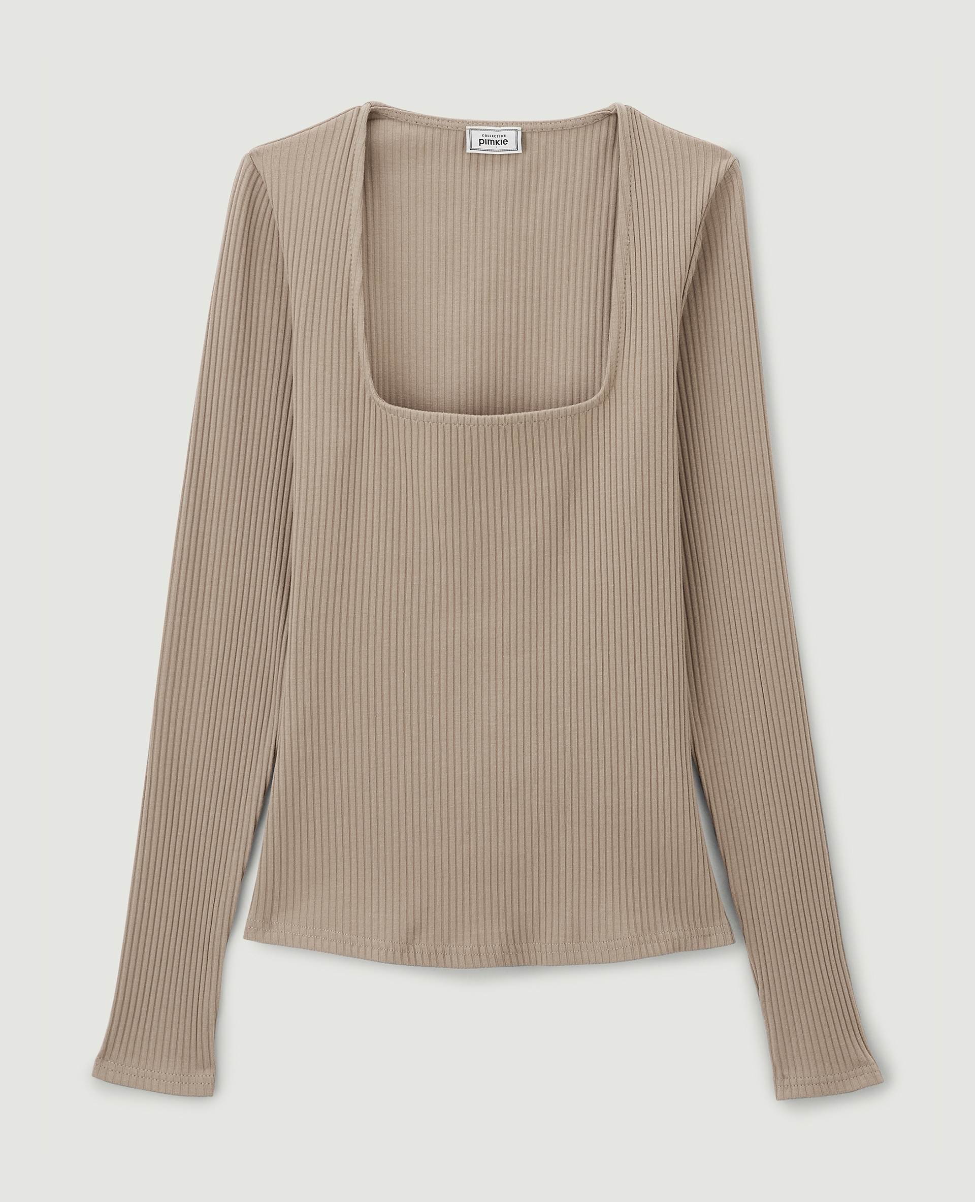 Top maille côtelée encolure carrée camel - Pimkie