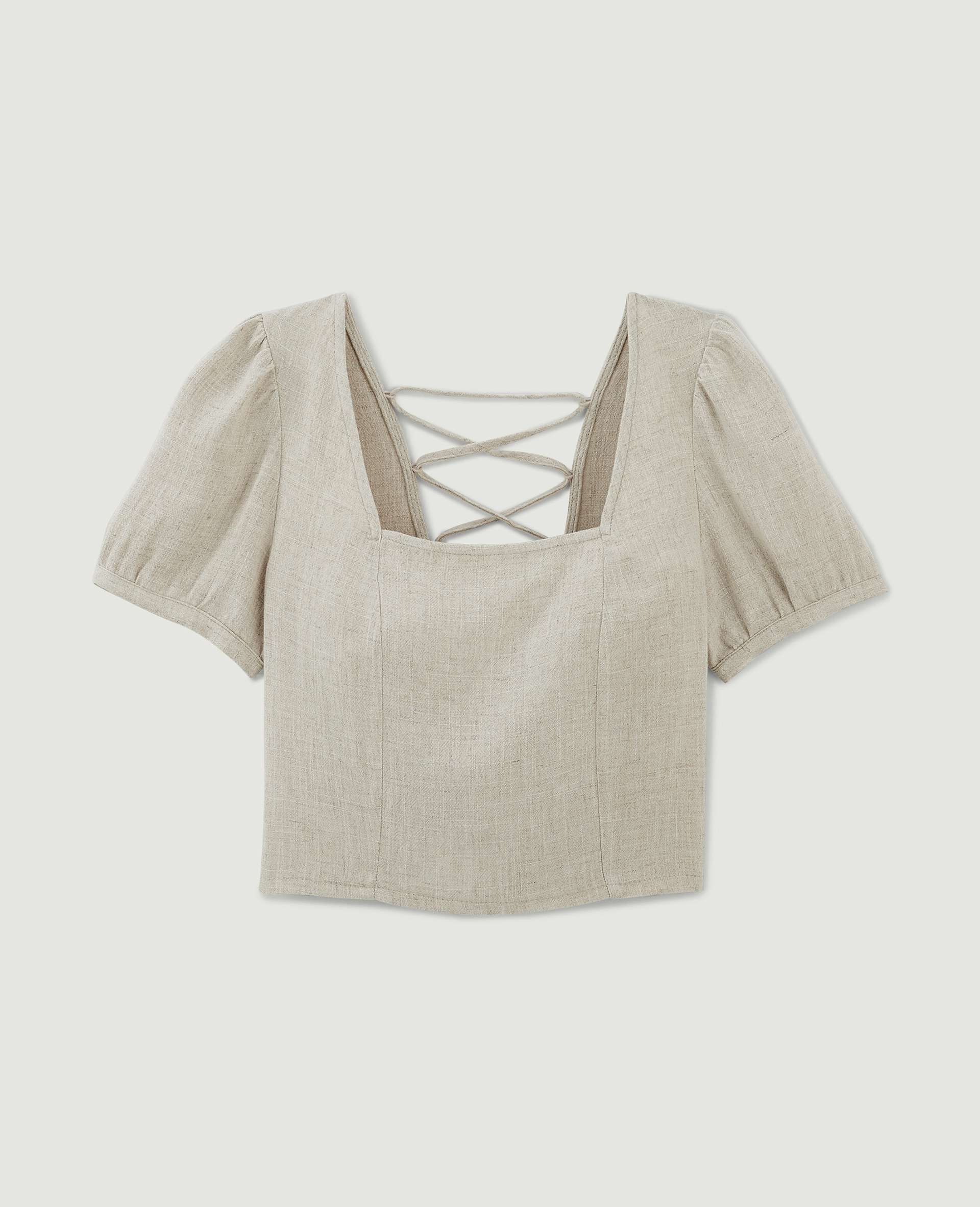 Top encolure carrée avec laçage dos beige - Pimkie