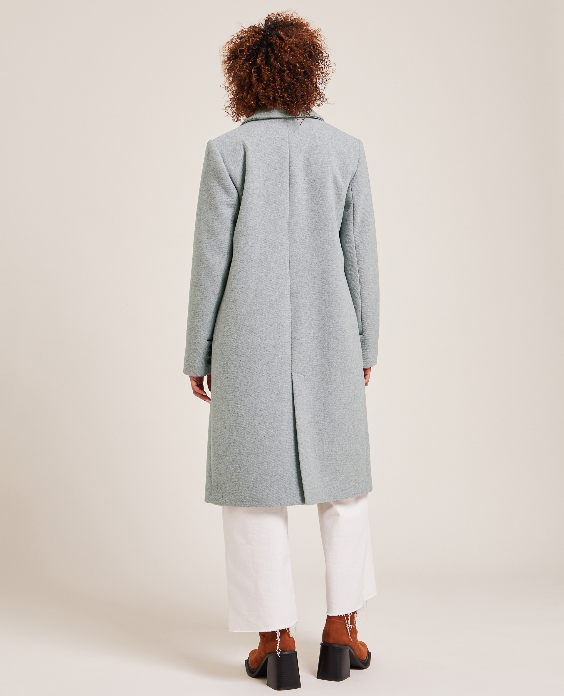 Manteau long drap de laine gris chiné - Pimkie