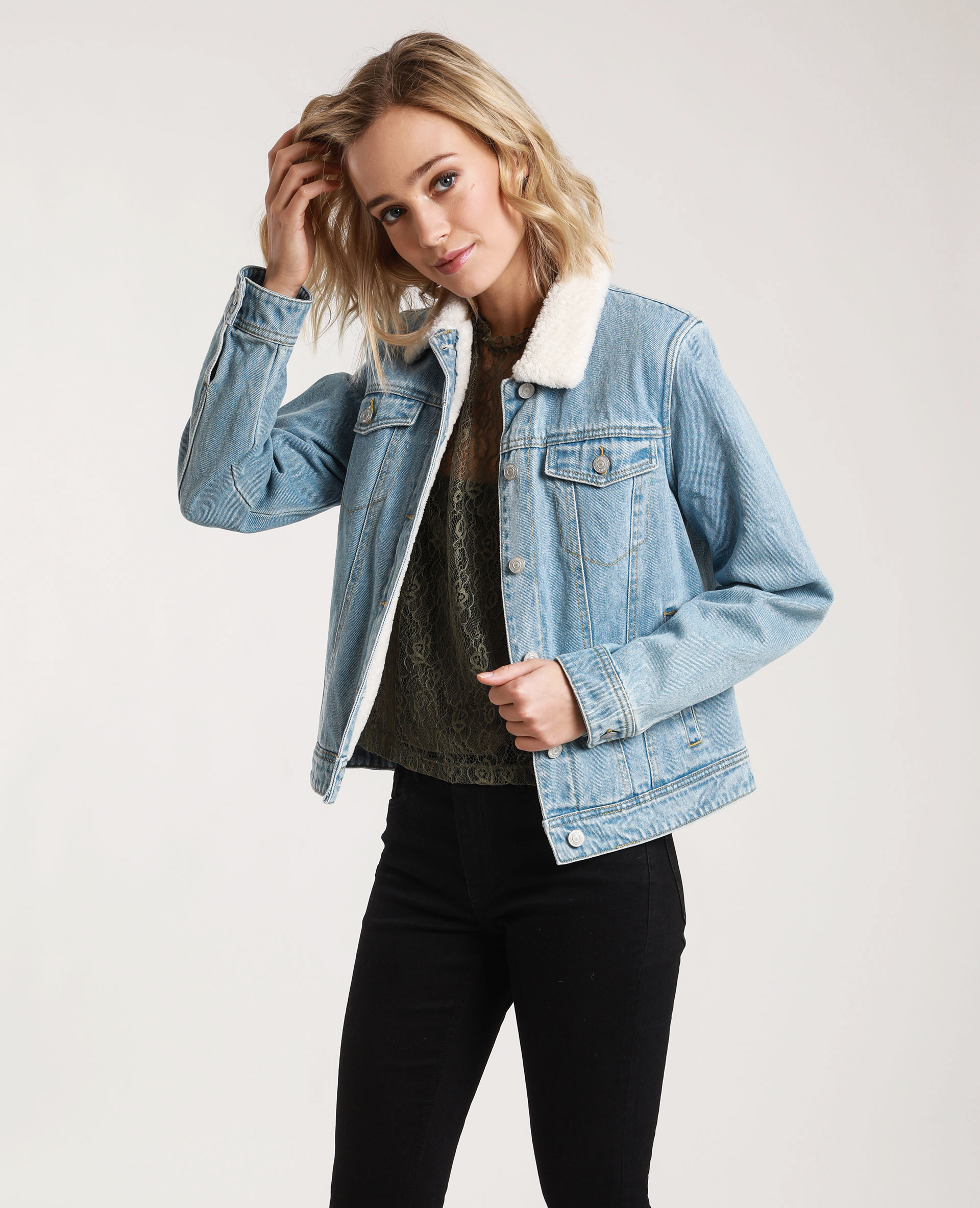 Veste en jean interieur mouton femme online