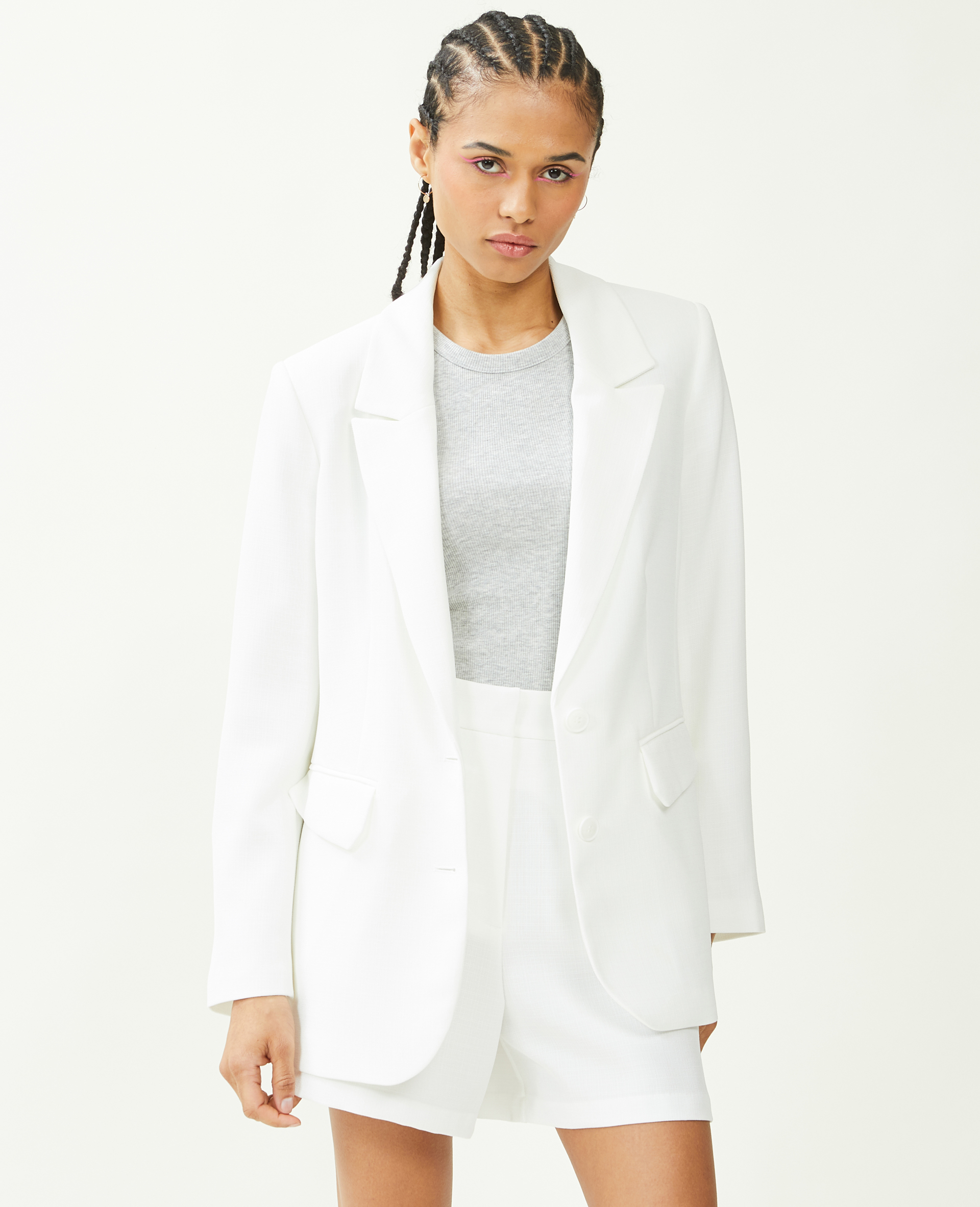 Veste blazer tissu tramé blanc - Pimkie