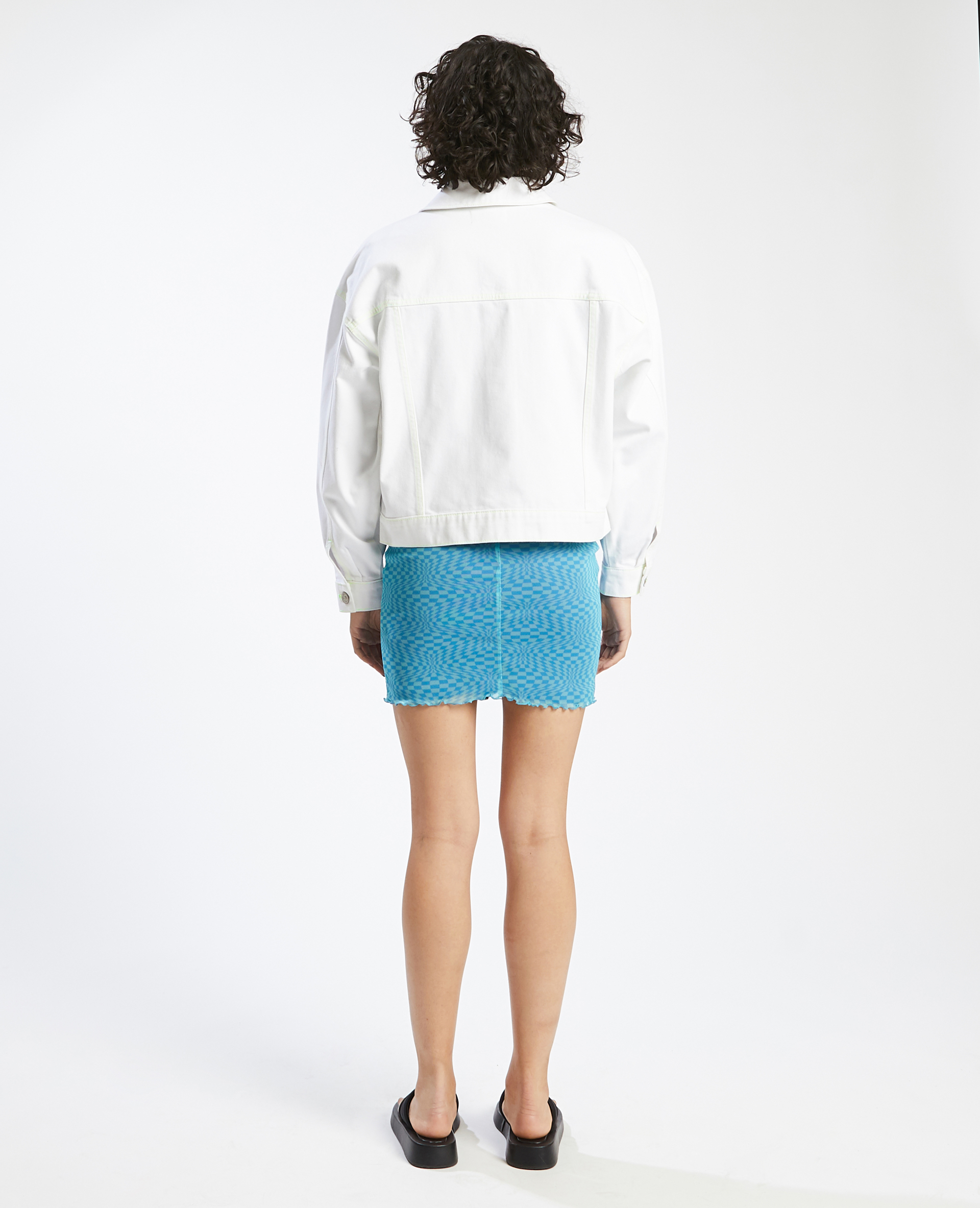 Veste en jean blanc coutures fluo blanc - Pimkie
