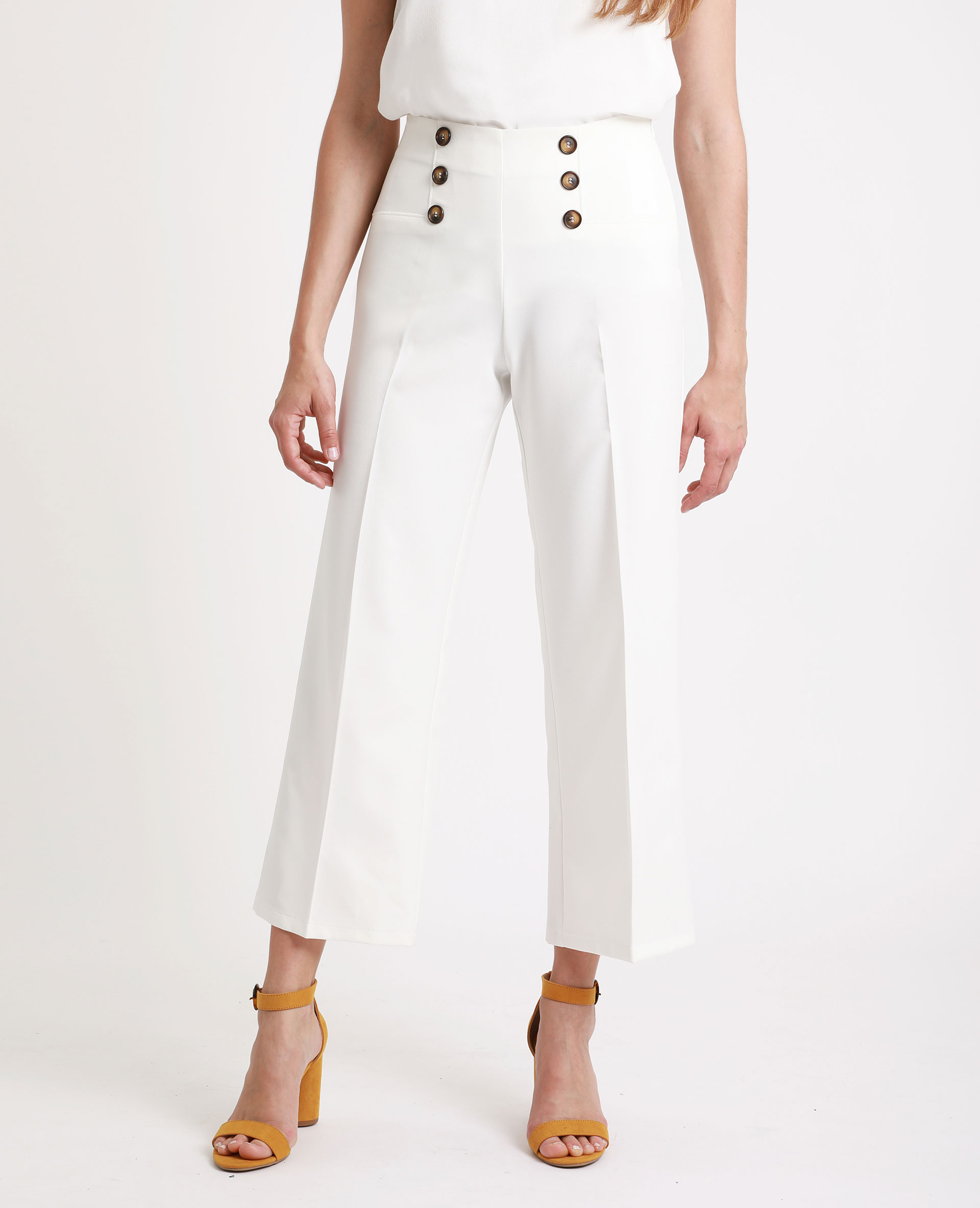 Pantalon taille haute à bouton outlet