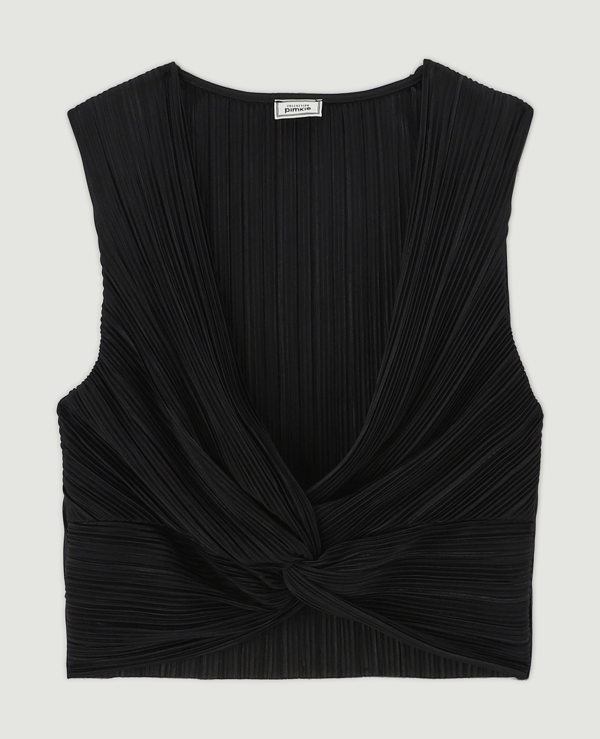 Top court en tissu plissé noir - Pimkie