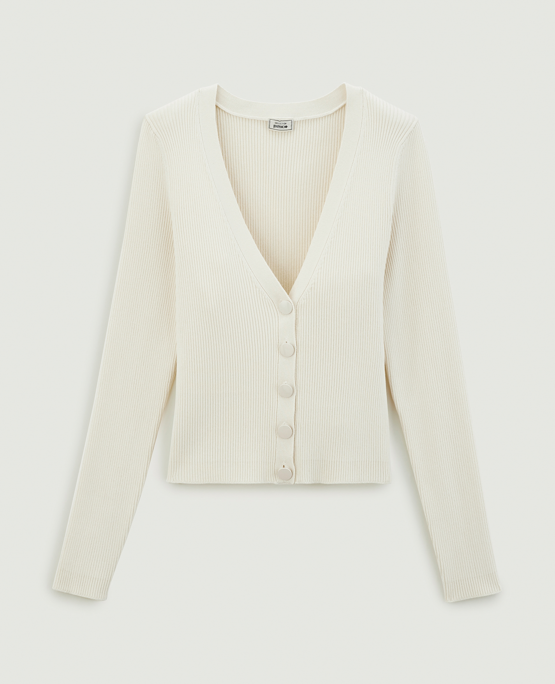 Gilet maille côtelée écru - Pimkie