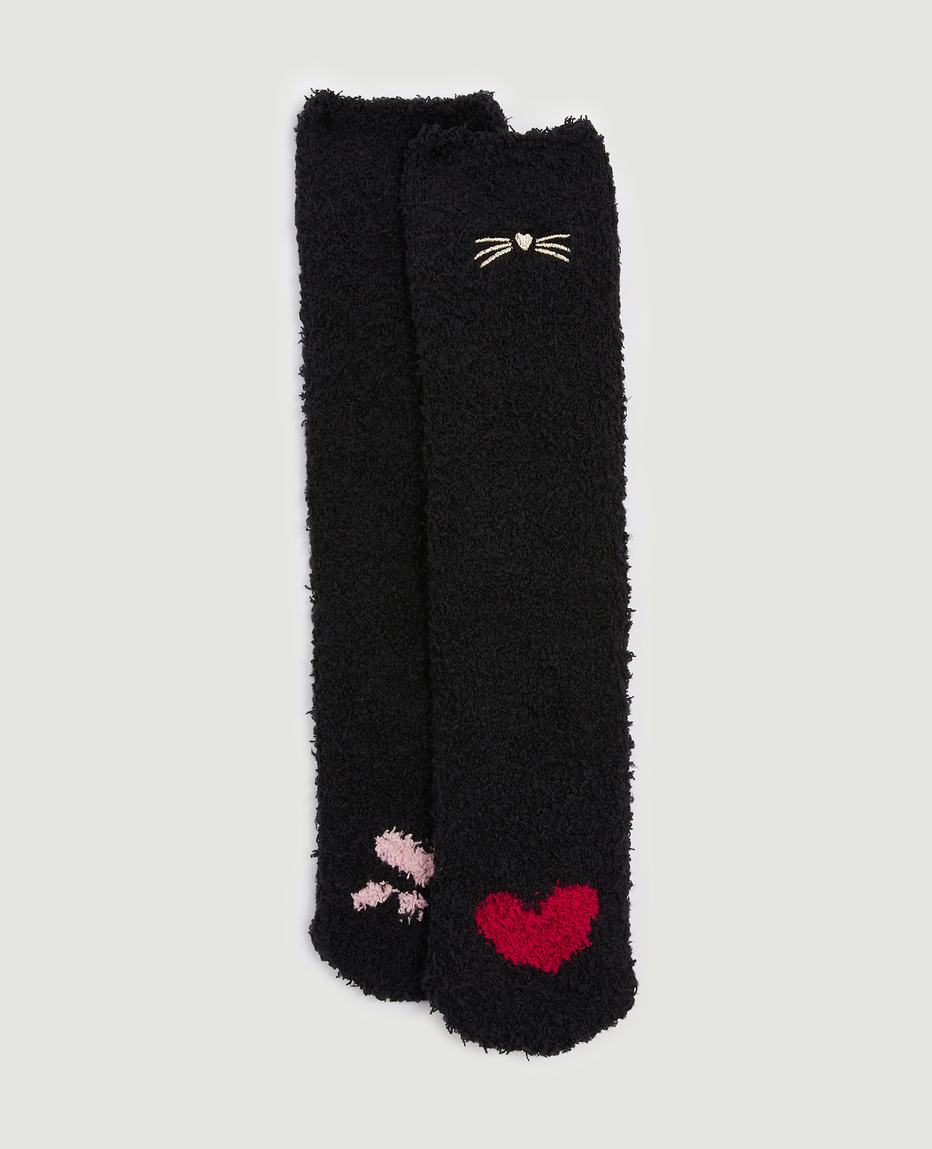 Paire de chaussettes motif cœur noir - Pimkie