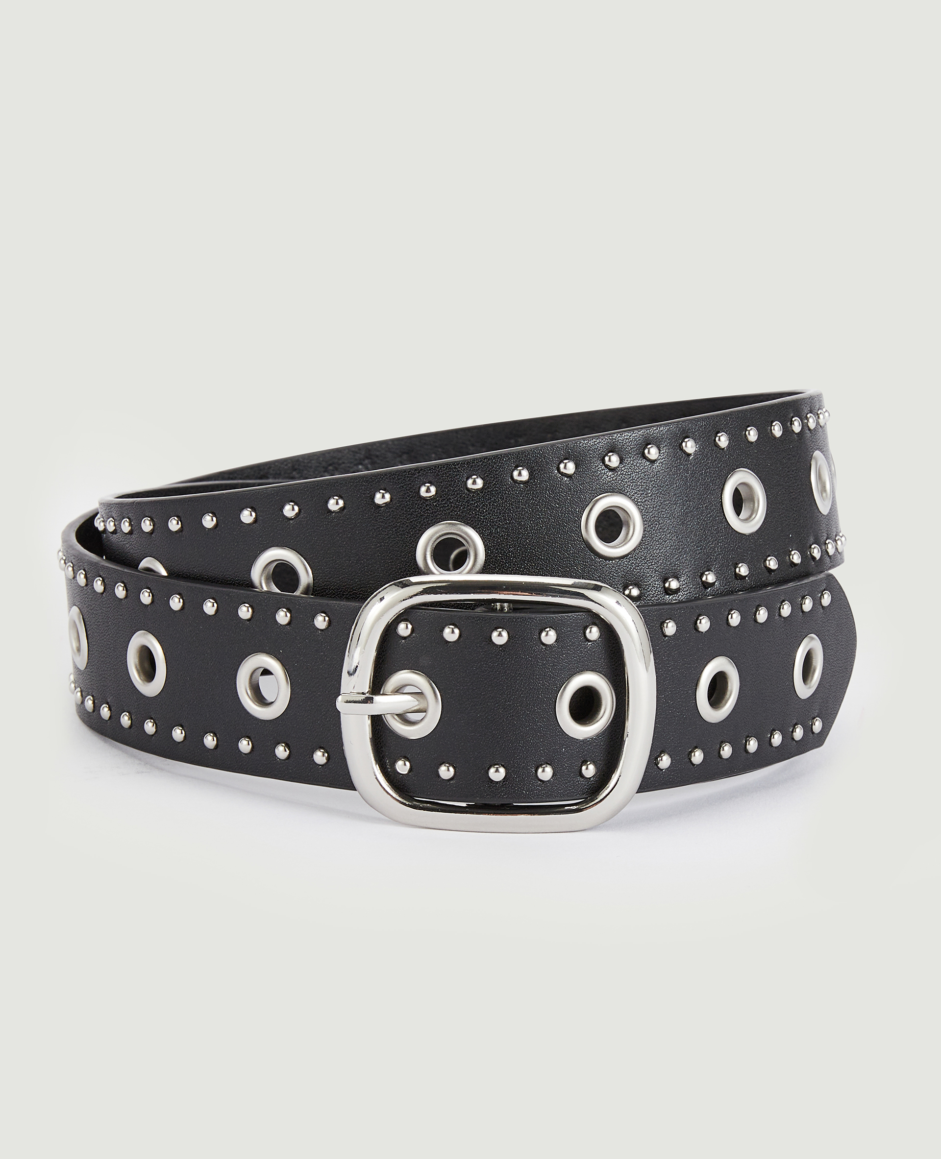 Ceinture avec œillets et clous noir - Pimkie