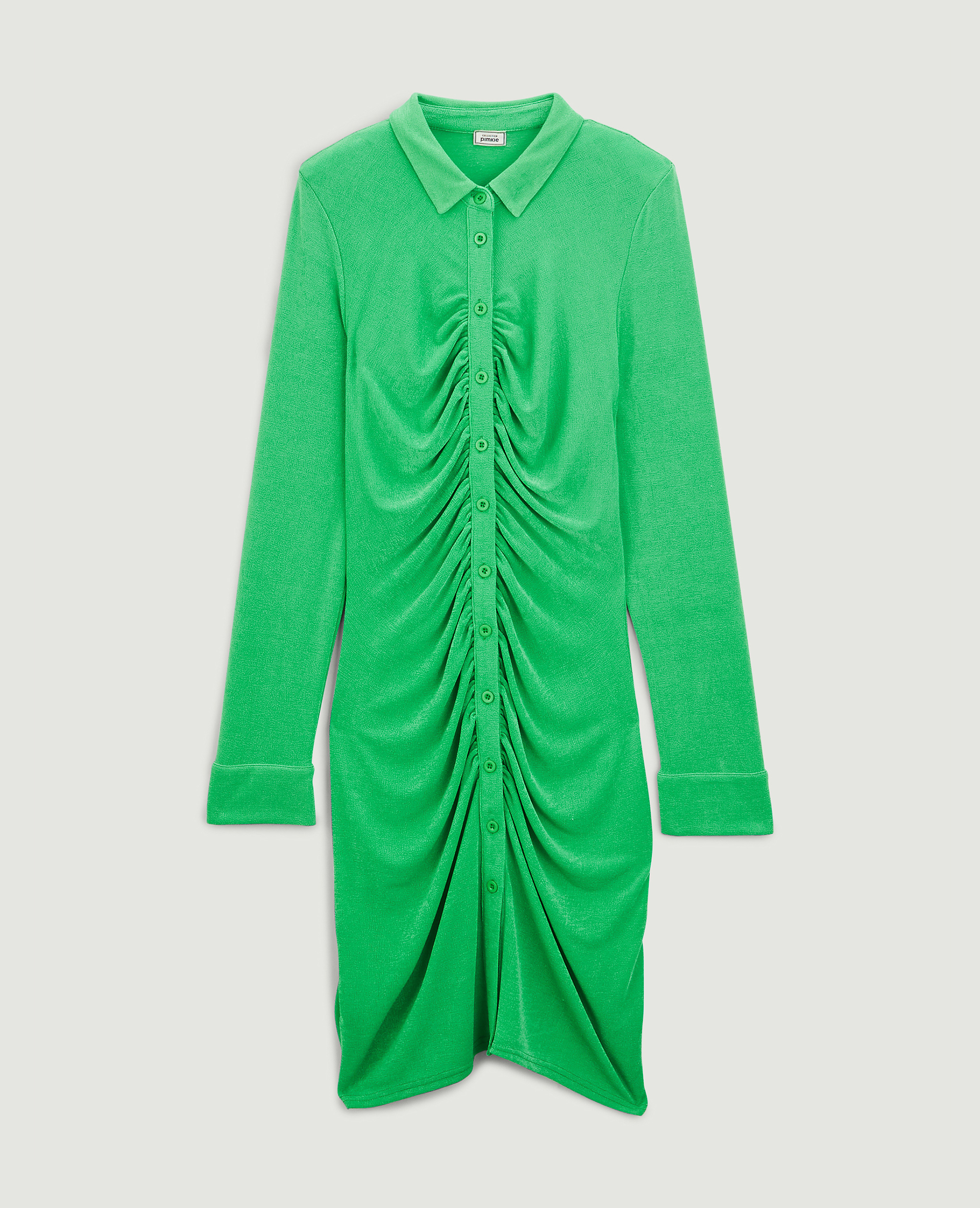 Robe chemise courte effet froncé vert - Pimkie