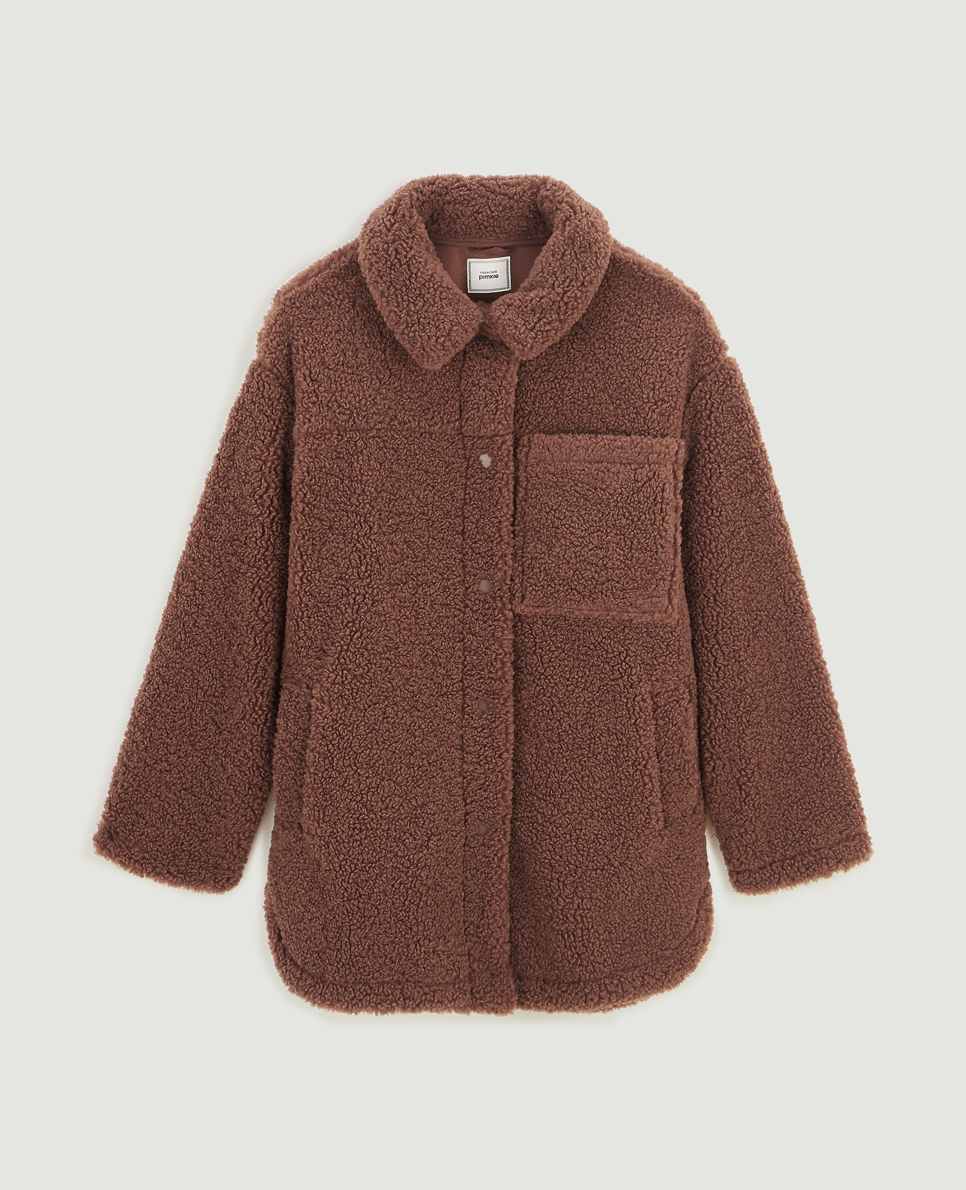Veste droite en sherpa marron - Pimkie