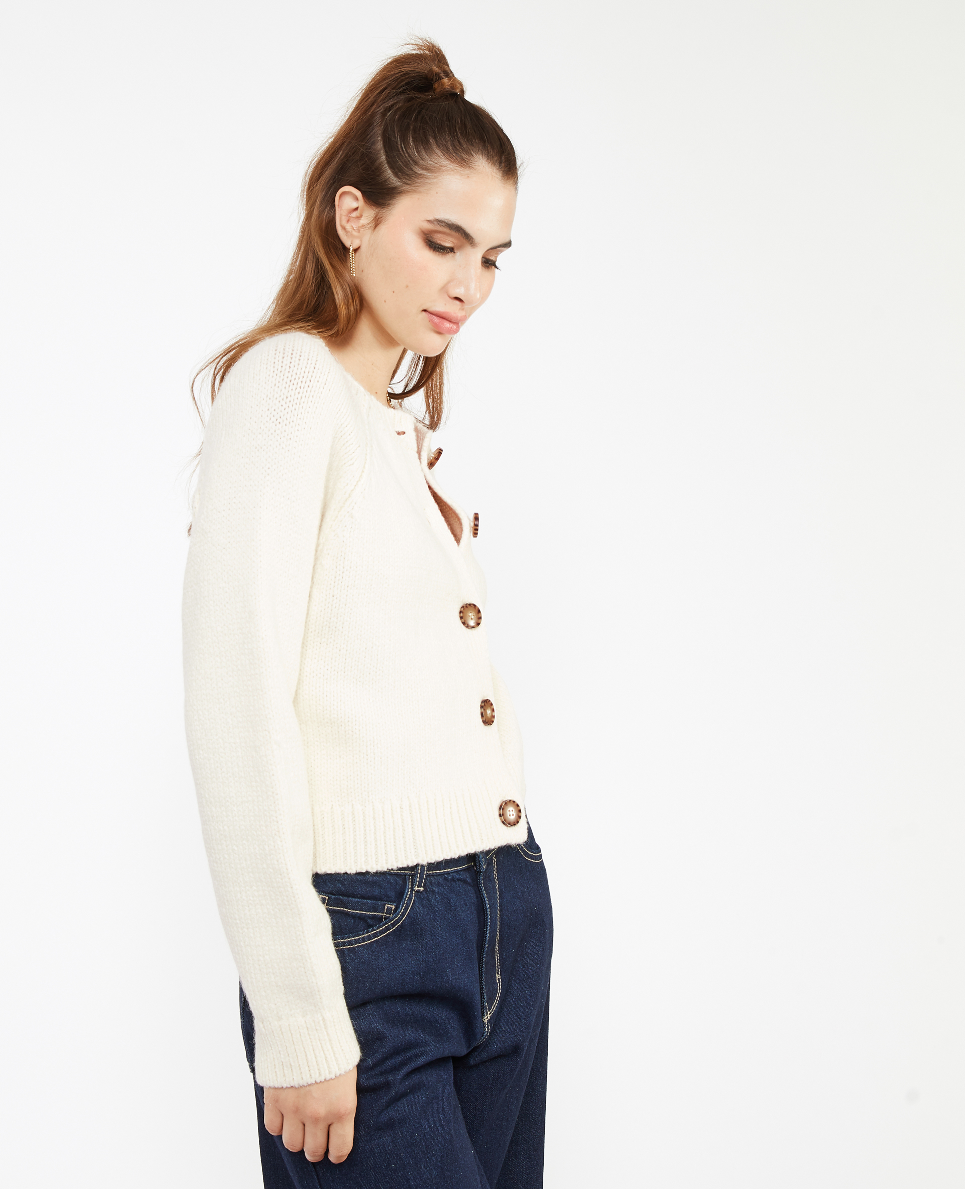 Gilet en maille avec gros boutons