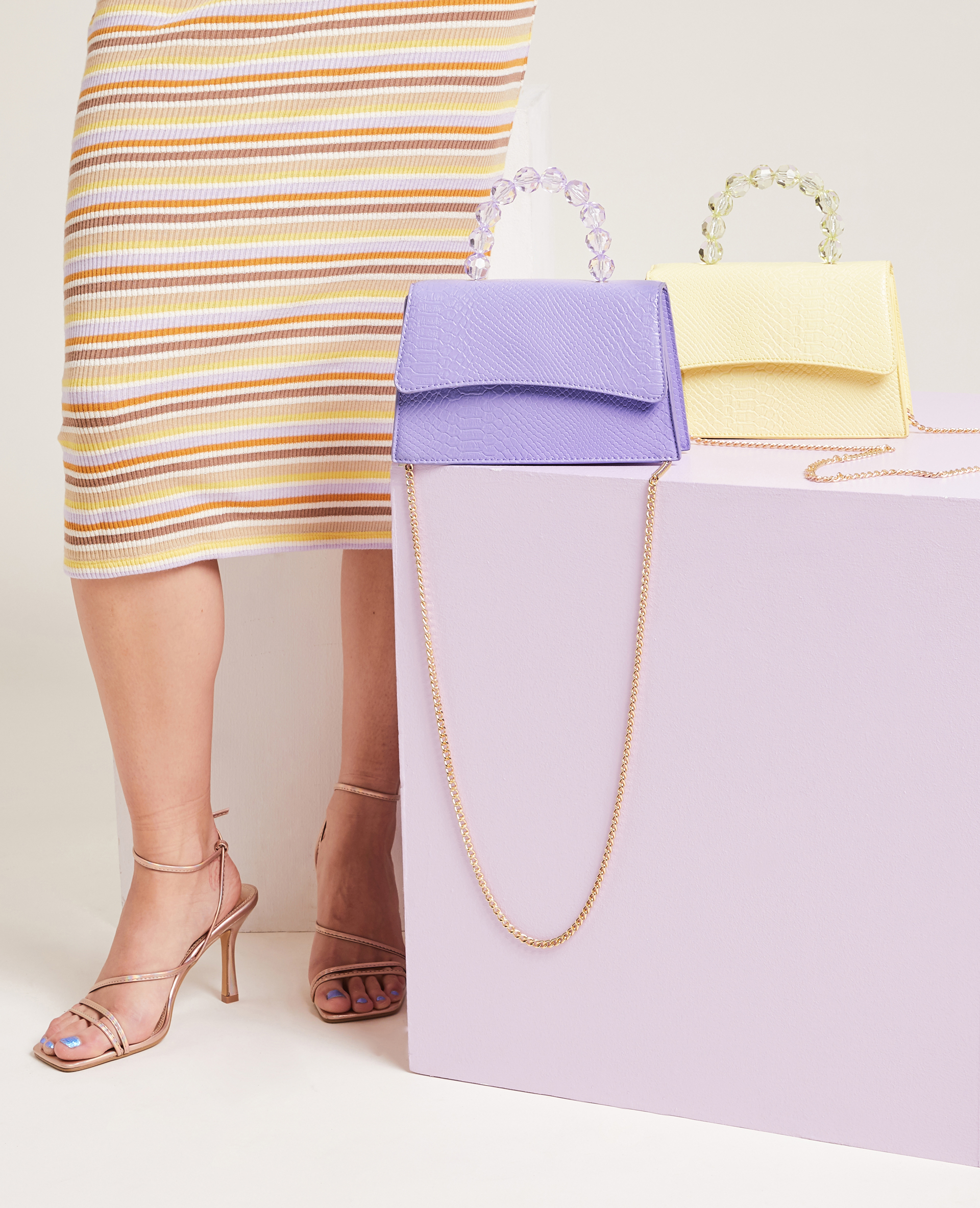 Sac boxy avec poignée perles violet - Pimkie