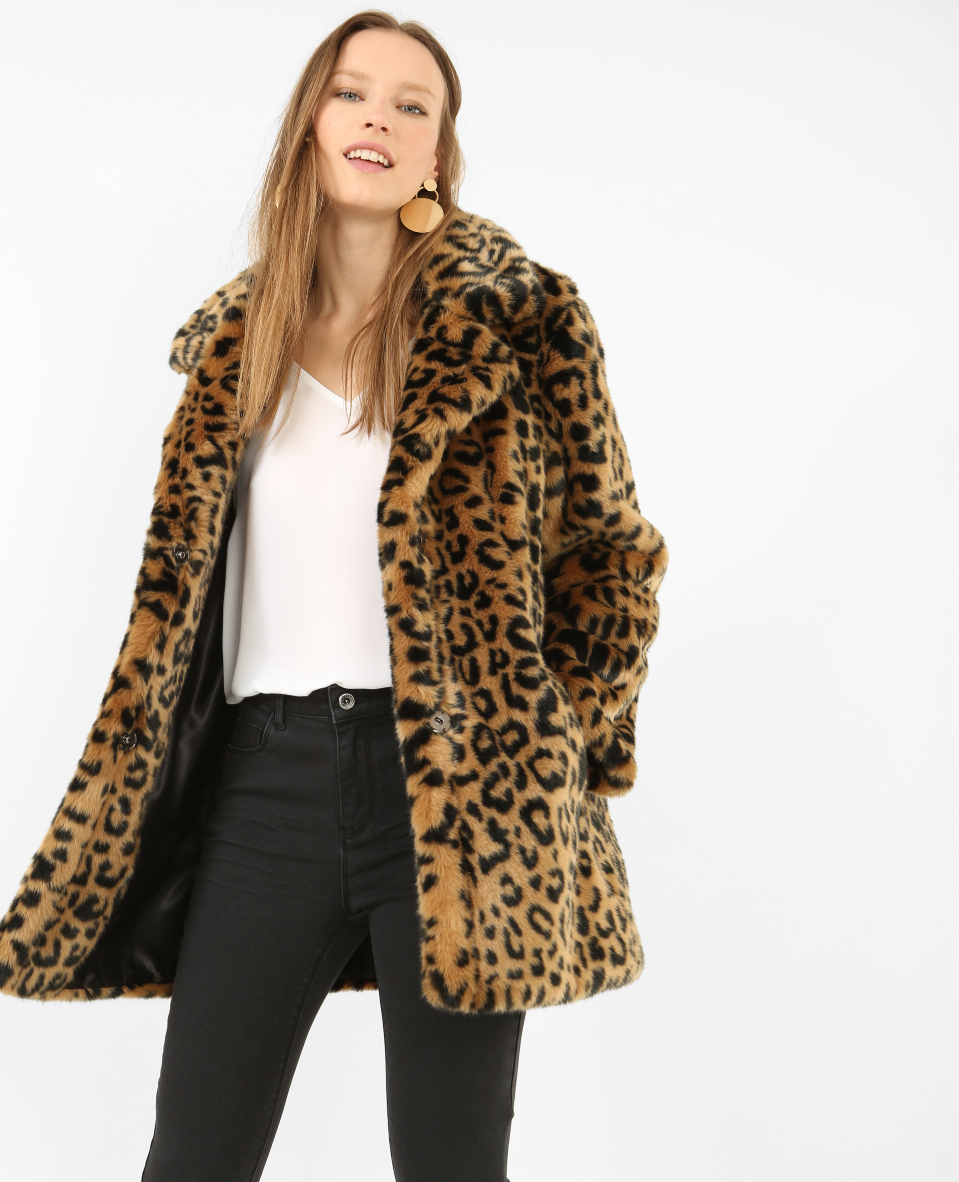 Manteau leopard fausse fourrure