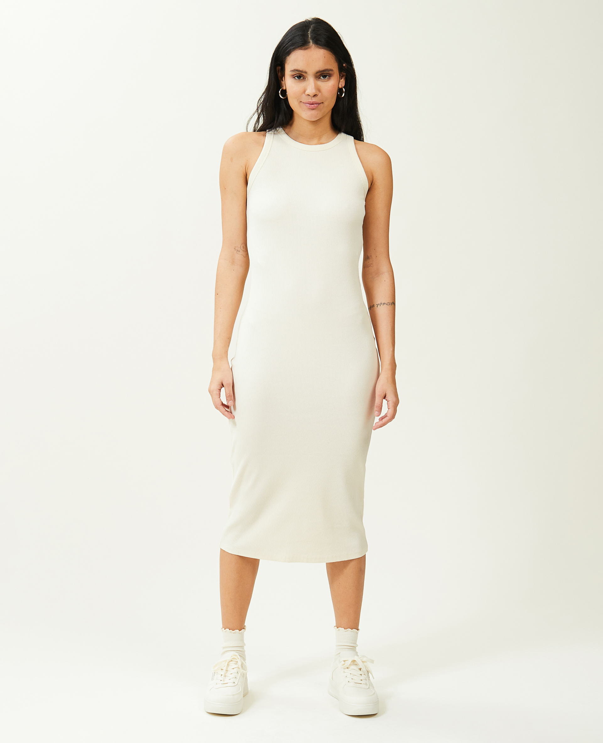 Robe débardeur maille côtelée écru - Pimkie