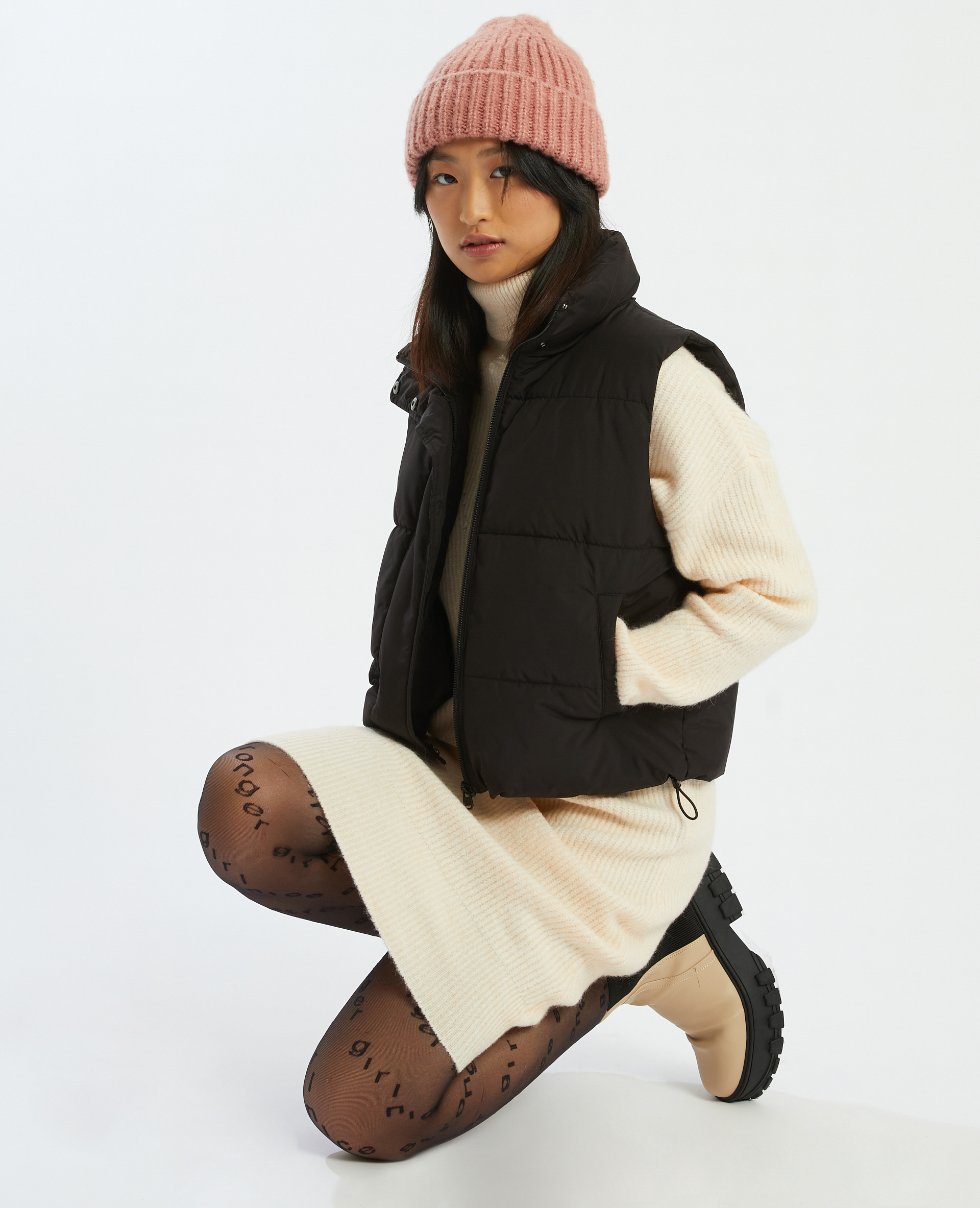 Robe pull col roulé beige - Pimkie