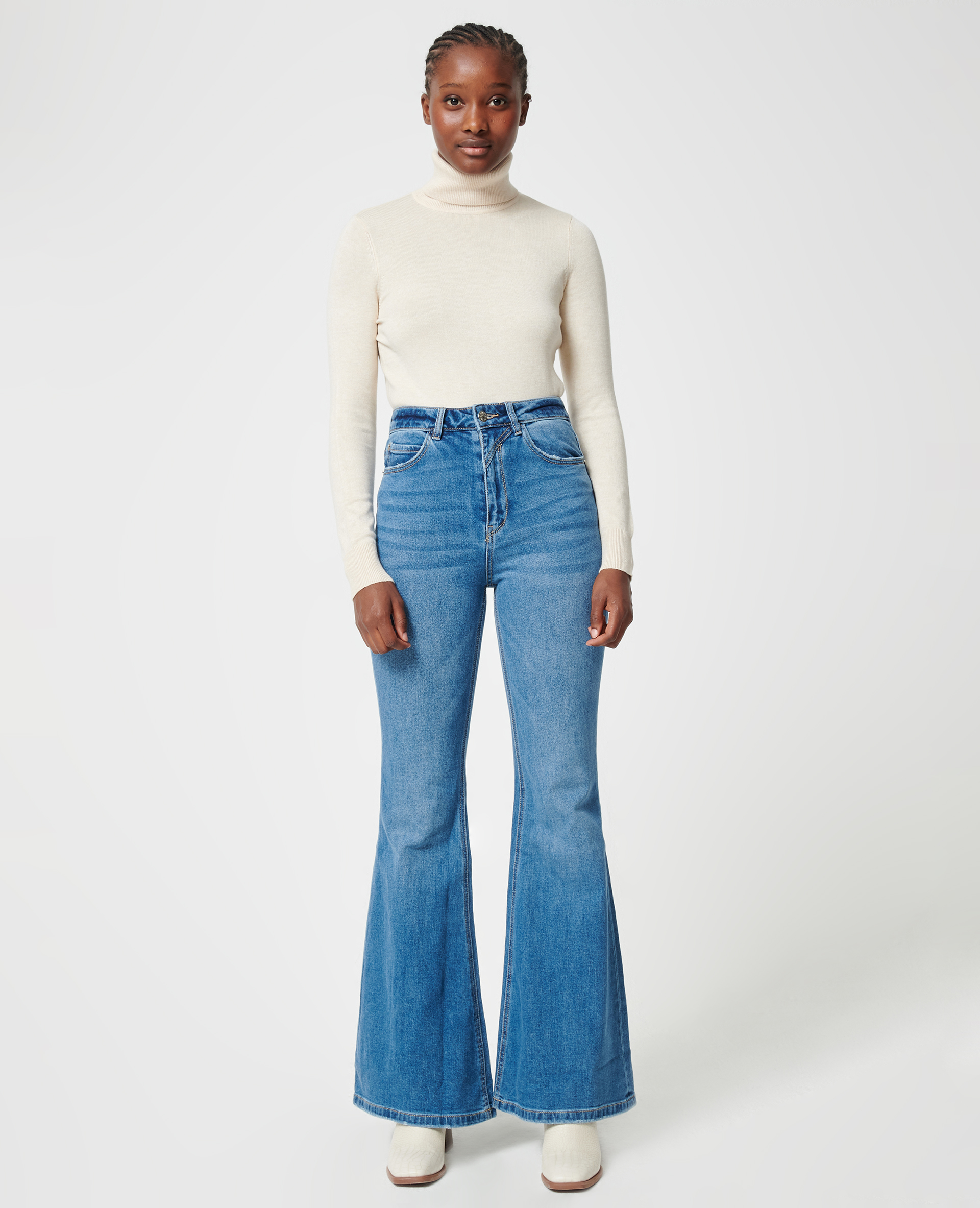 Jean flare taille haute bleu - Pimkie